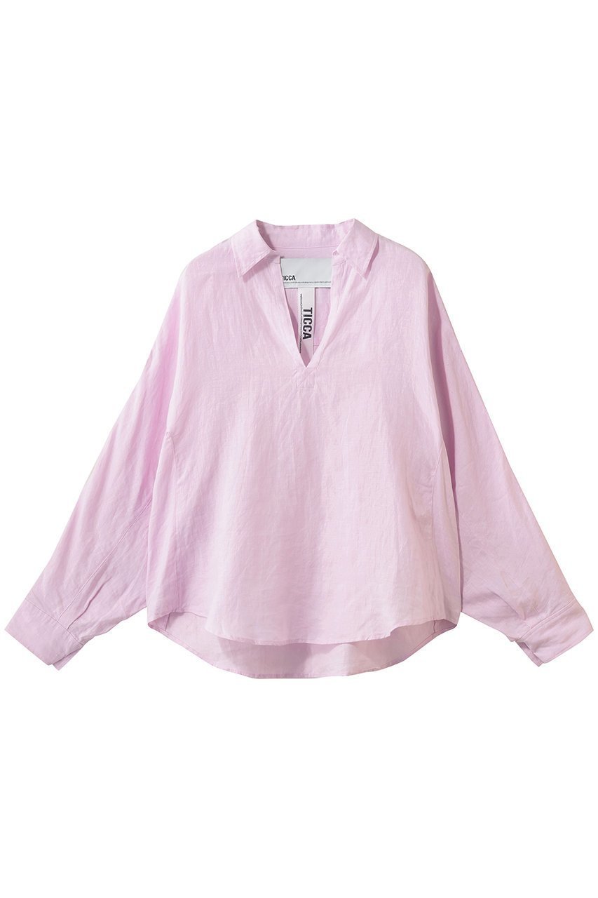 【ティッカ/TICCA】のリネンスキッパーシャツ インテリア・キッズ・メンズ・レディースファッション・服の通販 founy(ファニー) 　ファッション　Fashion　レディースファッション　Fashion for Women　トップス・カットソー　Cut & Sew Tops　シャツ・ブラウス・オフィスカジュアル　Elegant Blouses & Button-Ups　エレガント 上品　Elegant　スキッパー　Skipper, Open Collar　スリーブ　Sleeve, Long Sleeve / Short Sleeve　フィット　Fit, Slim Fit　リネン　Linen, Linen Fabric　リラックス　Relax, Relaxed Fit　ロング　Long, Long-Length　夏　Summer　ベイビーピンク|ID: prp329100004921941 ipo3291000000036930105