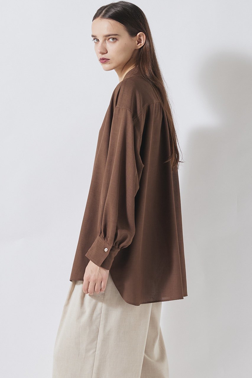 【フローレント/FLORENT】のリネンライクツイル バンドカラーシャツ 人気、トレンドファッション・服の通販 founy(ファニー) 　ファッション　Fashion　レディースファッション　Fashion for Women　トップス・カットソー　Cut & Sew Tops　シャツ・ブラウス・オフィスカジュアル　Elegant Blouses & Button-Ups　スリーブ　Sleeve, Long Sleeve / Short Sleeve　ドレープ　Drape, Draping Fabric　ファブリック　Fabric, Textile　ロング　Long, Long-Length　エレガント 上品　Elegant　ビジネス 仕事 通勤　Business / Work / Commuting　other-7|ID: prp329100004921959 ipo3291000000036930257