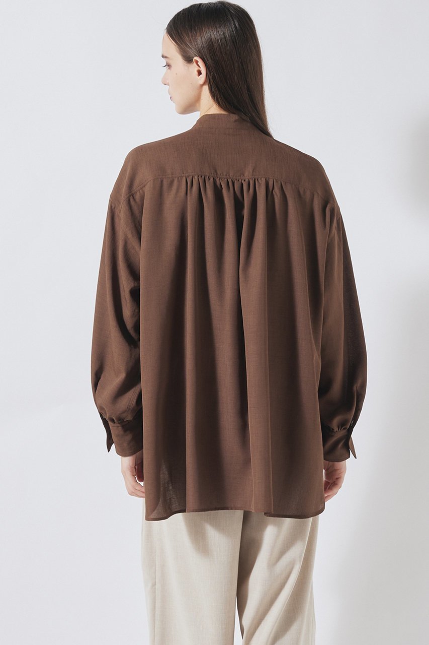 【フローレント/FLORENT】のリネンライクツイル バンドカラーシャツ 人気、トレンドファッション・服の通販 founy(ファニー) 　ファッション　Fashion　レディースファッション　Fashion for Women　トップス・カットソー　Cut & Sew Tops　シャツ・ブラウス・オフィスカジュアル　Elegant Blouses & Button-Ups　スリーブ　Sleeve, Long Sleeve / Short Sleeve　ドレープ　Drape, Draping Fabric　ファブリック　Fabric, Textile　ロング　Long, Long-Length　エレガント 上品　Elegant　ビジネス 仕事 通勤　Business / Work / Commuting　other-8|ID: prp329100004921959 ipo3291000000036930258