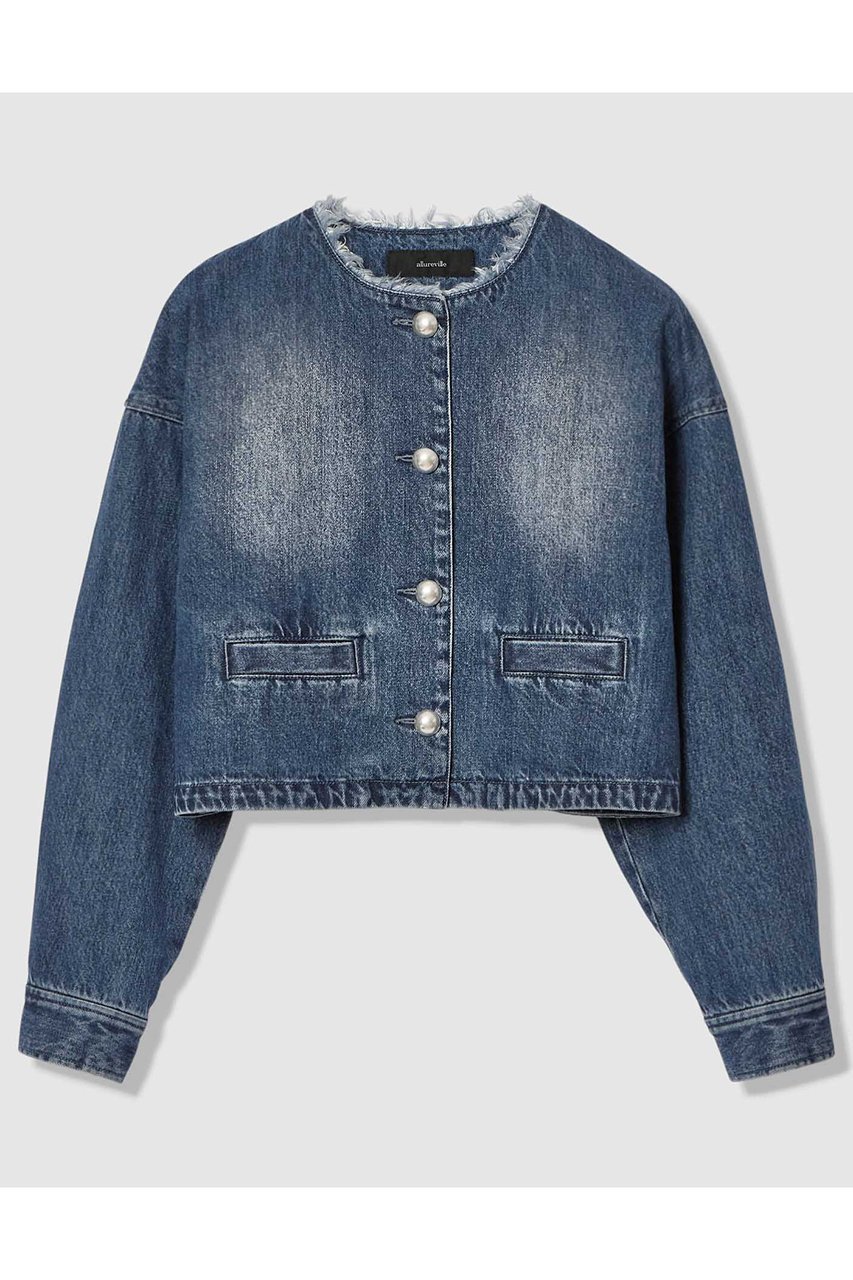 【アルアバイル/allureville】のデニムノーカラージャケット インテリア・キッズ・メンズ・レディースファッション・服の通販 founy(ファニー) ファッション Fashion レディースファッション Fashion for Women アウター Coat / Outerwear Collection レディースジャケット・軽アウター Jackets ノーカラージャケット / シンプル上品コーデ Collarless Jackets おすすめ Recommended / Our Picks ショート Short, Short Length シルバー Silver, Metallic Silver ジャケット Jacket, Outerwear デニム Denim, Jeans Material バランス Balance, Style Balance ボトム Bottoms, Lower Wear 定番 Standard, Basic Item インディゴ|ID: prp329100004921964 ipo3291000000036930353