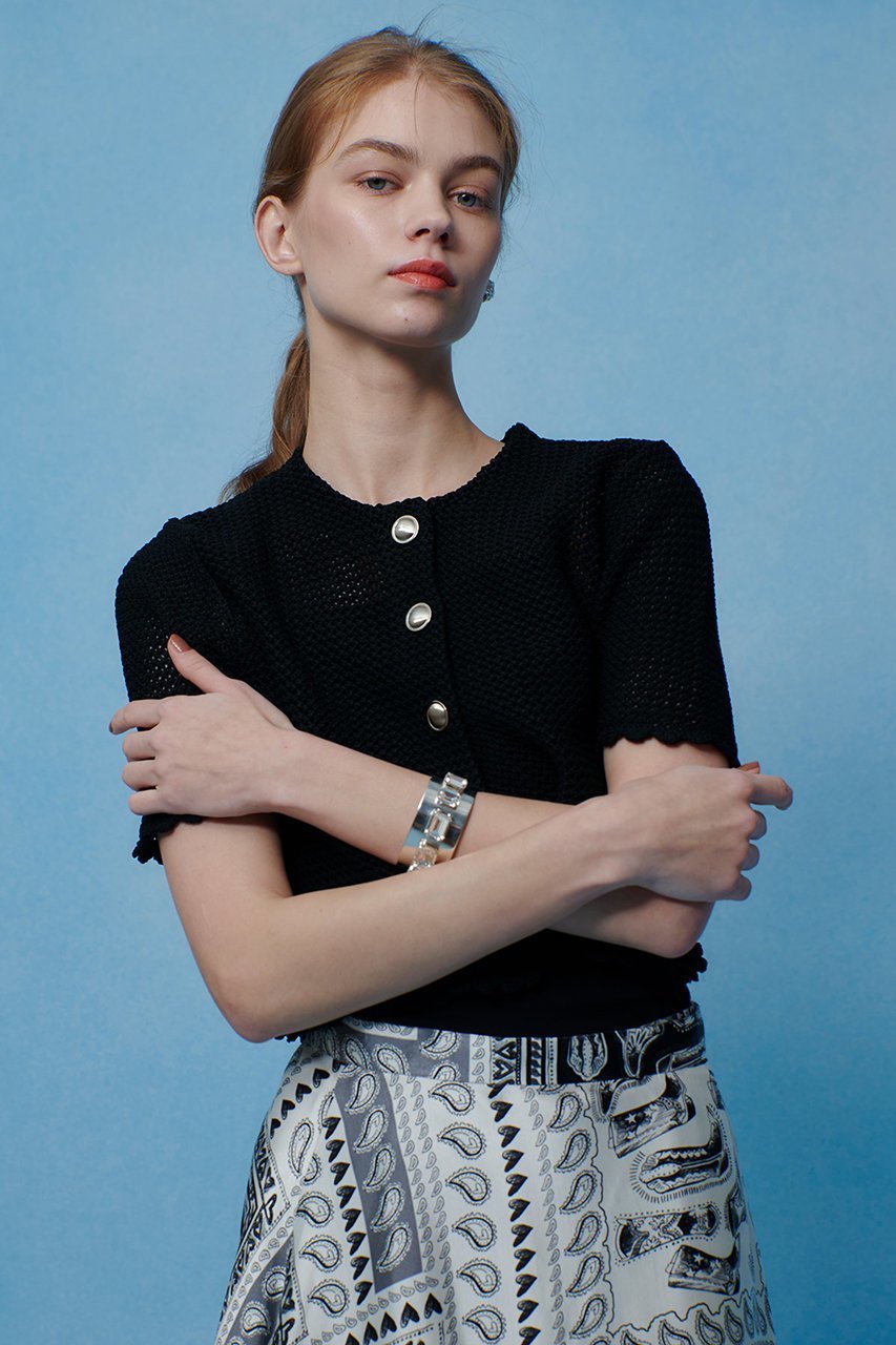 【アルアバイル/allureville】の【LOULOU WILLOUGHBY】メッシュクロッシェボレロカーディガン インテリア・キッズ・メンズ・レディースファッション・服の通販 founy(ファニー) 　ファッション　Fashion　レディースファッション　Fashion for Women　トップス・カットソー　Cut & Sew Tops　ニット　Knit Tops & Sweaters　カーディガン・羽織り　Layered Style Cardigans　カーディガン　Cardigan, Knitwear　バランス　Balance, Style Balance　ボレロ　Bolero, Short Cardigan　メッシュ　Mesh, Net Fabric　ブラック|ID: prp329100004921967 ipo3291000000036930393