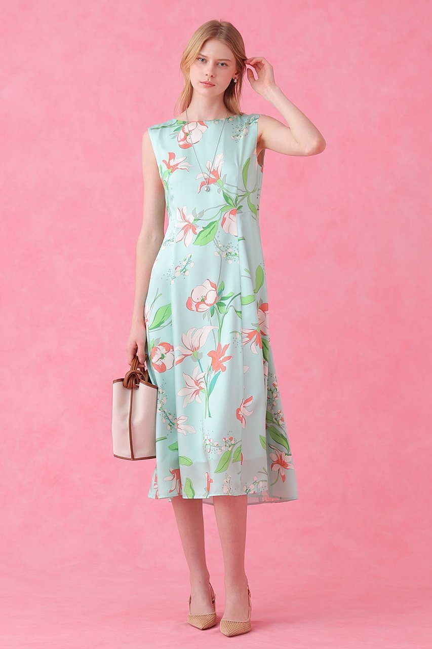 【アナイ/ANAYI】のリリーフラワープリントフレア ワンピース 人気、トレンドファッション・服の通販 founy(ファニー) 　ファッション　Fashion　レディースファッション　Fashion for Women　ワンピース　Dresses　チュニック　Tunic Tops & Dresses　おすすめ　Recommended / Our Picks　チュニック　Tunic, Long Top　ツイル　Twist, Twisted Detail　フォルム　Silhouette, Form　プリント　Print, Printed Pattern　ロング　Long, Long-Length　春　Spring　other-7|ID: prp329100004921981 ipo3291000000036930595