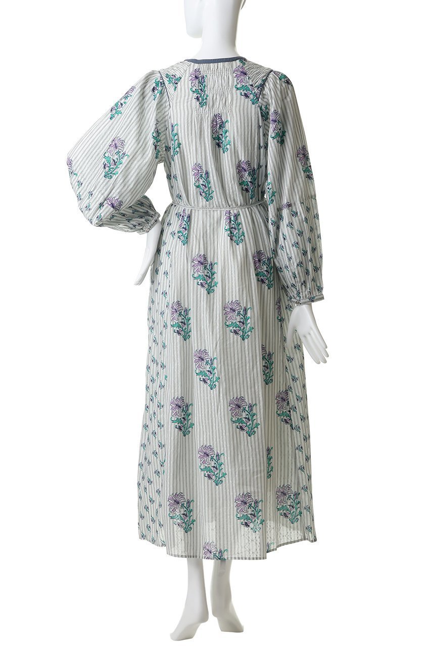 【ヌキテパ/NE QUITTEZ PAS】のCotton Jacquard Lily Print シャーリングワンピース 人気、トレンドファッション・服の通販 founy(ファニー) 　ファッション　Fashion　レディースファッション　Fashion for Women　ワンピース　Dresses　チュニック　Tunic Tops & Dresses　シャーリング　Shirring, Ruched　ストライプ　Stripe, Striped Pattern　チュニック　Tunic, Long Top　ティアード　Tiered, Tiered Style　パーティ　Party, Party Style　プリント　Print, Printed Pattern　リラックス　Relax, Relaxed Fit　ロング　Long, Long-Length　夏　Summer　other-4|ID: prp329100004922003 ipo3291000000036930849