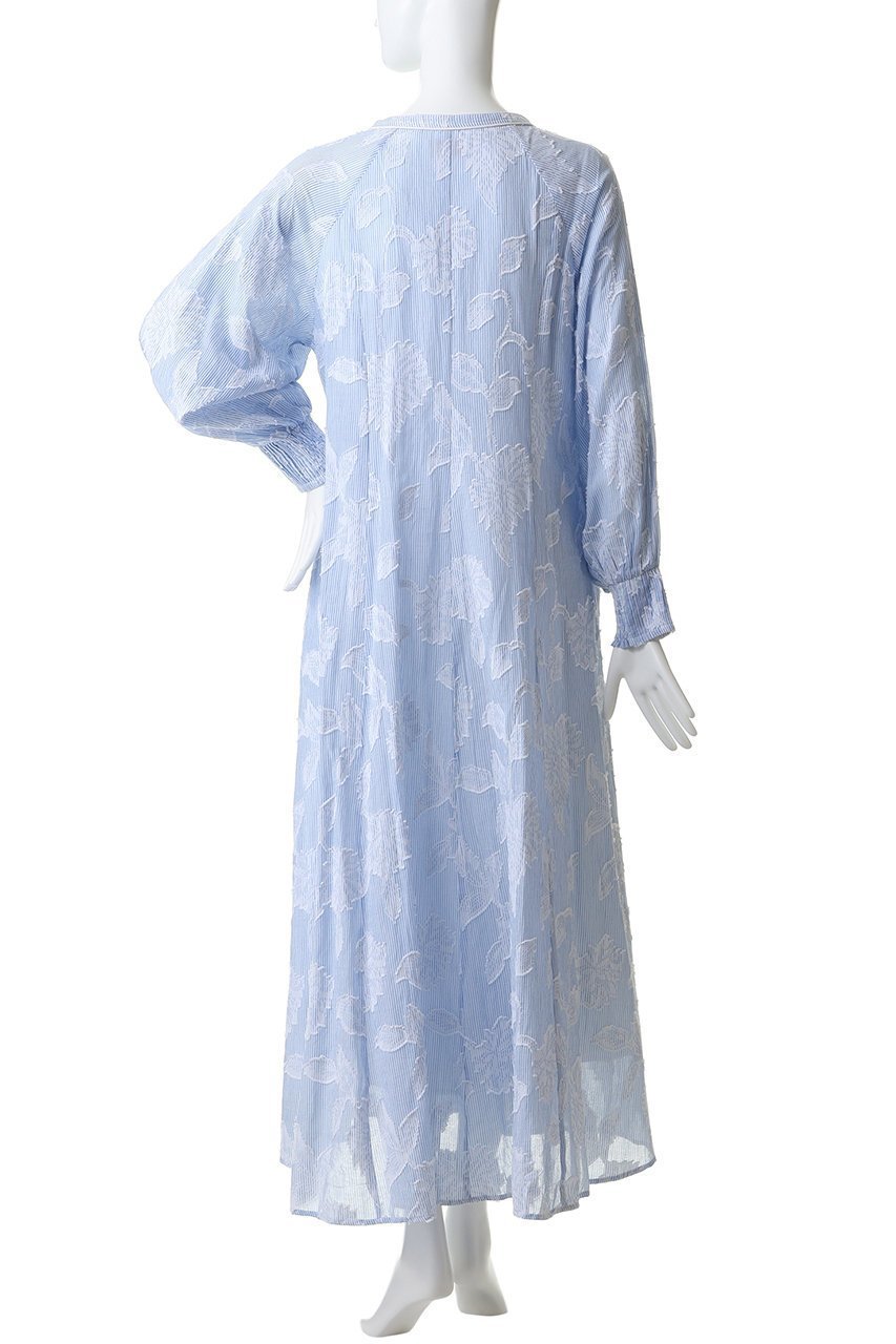 【ヌキテパ/NE QUITTEZ PAS】のCotton Stripe Flower Jacquard フレアワンピース 人気、トレンドファッション・服の通販 founy(ファニー) 　ファッション　Fashion　レディースファッション　Fashion for Women　ワンピース　Dresses　チュニック　Tunic Tops & Dresses　オケージョン　Occasion Wear　ジャカード／ジャガード　Jacquard, Woven Pattern　ジュエリー　Jewelry, Accessories　ストライプ　Stripe, Striped Pattern　チュニック　Tunic, Long Top　フィット　Fit, Slim Fit　フレア　Flare, Flared　ロング　Long, Long-Length　エレガント 上品　Elegant　other-4|ID: prp329100004922004 ipo3291000000036930861