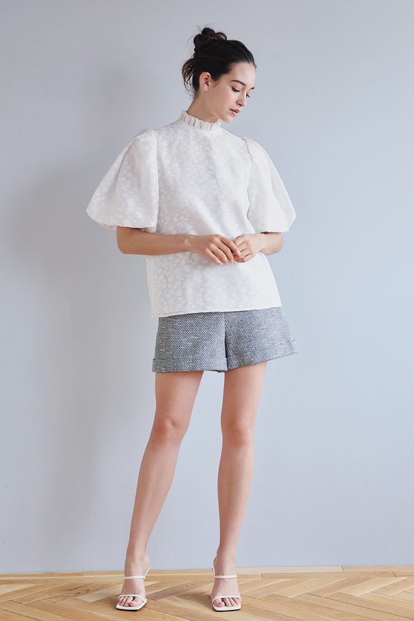 【アミカ/AMICA】のシアークチュールトップ 人気、トレンドファッション・服の通販 founy(ファニー) 　ファッション　Fashion　レディースファッション　Fashion for Women　トップス・カットソー　Cut & Sew Tops　シャツ・ブラウス・オフィスカジュアル　Elegant Blouses & Button-Ups　シアー　Sheer, See-Through　ショート　Short, Short Length　ジャカード／ジャガード　Jacquard, Woven Pattern　スリーブ　Sleeve, Long Sleeve / Short Sleeve　フリル　Frill, Ruffle　人気　Popular, Best Seller　無地　Plain, Solid Color　other-6|ID: prp329100004922006 ipo3291000000036930932