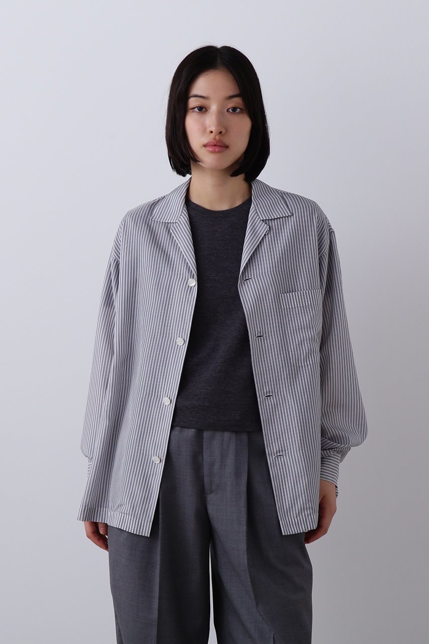 【イレーヴ/YLEVE】のACETATE CUPRA ストライプ パジャマ シャツ 人気、トレンドファッション・服の通販 founy(ファニー) 　ファッション　Fashion　レディースファッション　Fashion for Women　トップス・カットソー　Cut & Sew Tops　シャツ・ブラウス・オフィスカジュアル　Elegant Blouses & Button-Ups　ストライプ　Stripe, Striped Pattern　スリーブ　Sleeve, Long Sleeve / Short Sleeve　パジャマ　Pajamas, Sleepwear　フィット　Fit, Slim Fit　ボックス　Boxy, Box Shape　リラックス　Relax, Relaxed Fit　ロング　Long, Long-Length　ヴィンテージ　Vintage Style　夏　Summer　羽織　Haori, Light Jacket　other-7|ID: prp329100004922009 ipo3291000000036930970