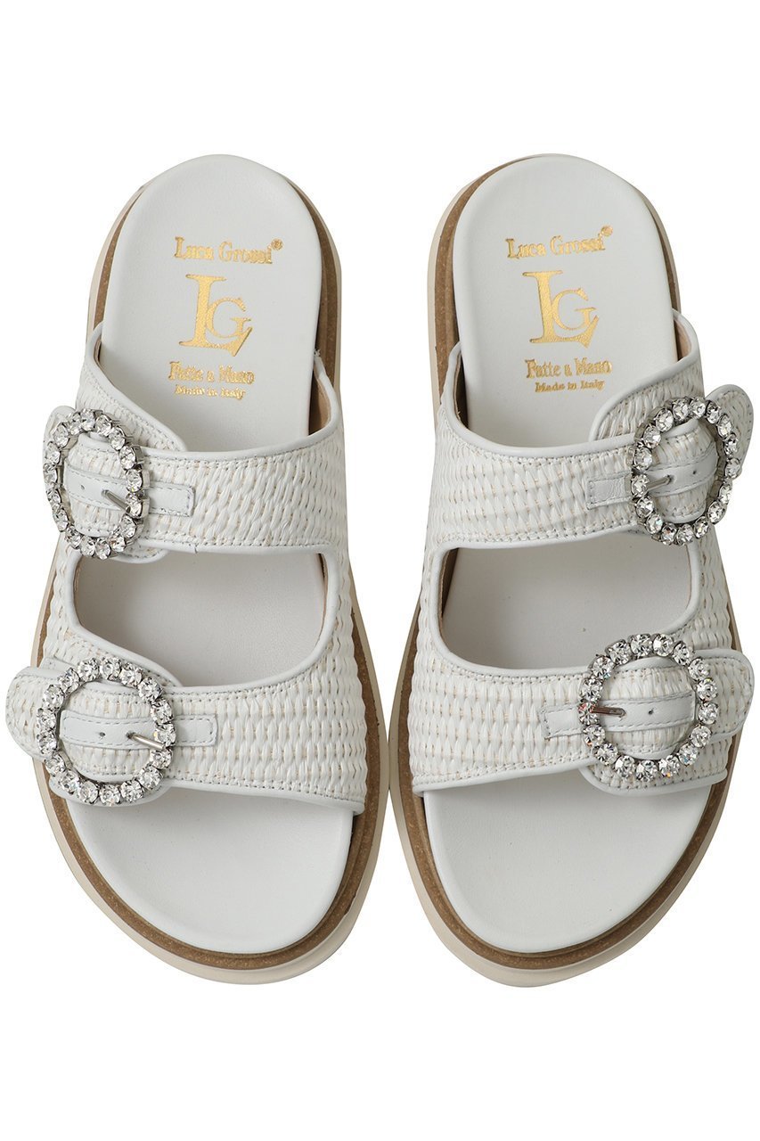 【ルカグロッシ/LucaGrossi】の【ELLE SHOP別注】ビジューバックル ダブルベルトサンダル インテリア・キッズ・メンズ・レディースファッション・服の通販 founy(ファニー) ファッション Fashion レディースファッション Fashion for Women バッグ Bags ベルト&ウエストマーク Belts & Waist Accessories サンダル Sandals, Summer Shoes ジュエリー Jewelry, Accessories スポーティ Sporty, Casual Athletic ダブル Double, Double-Breasted ラグジュアリー Luxury, Elegant 別注 Limited Edition, Custom Order ホワイト|ID: prp329100004922043 ipo3291000000036931285