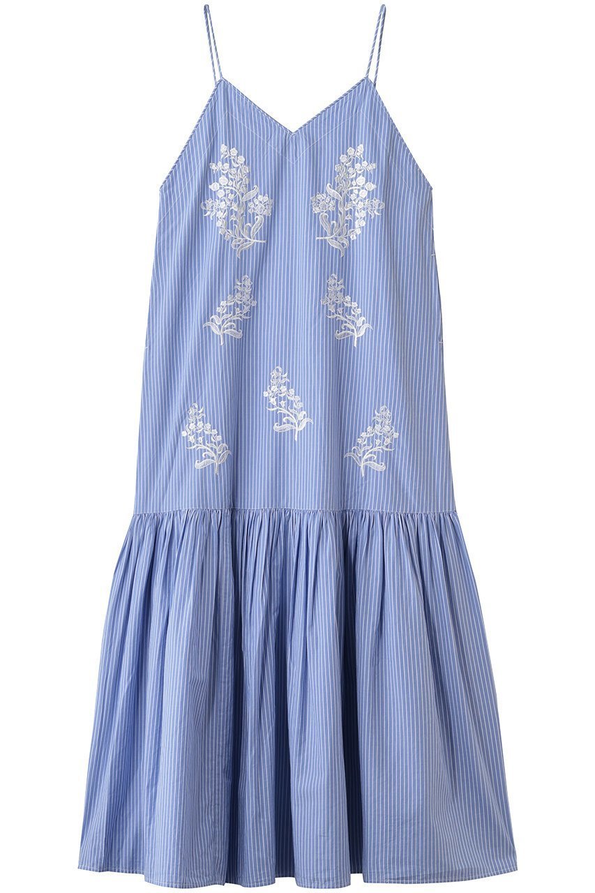 【ヌキテパ/NE QUITTEZ PAS】のCotton Poplin Mimosa エンブロイダリー キャミ ドレス インテリア・キッズ・メンズ・レディースファッション・服の通販 founy(ファニー) 　ファッション　Fashion　レディースファッション　Fashion for Women　ワンピース　Dresses　フォーマル・パーティードレス・結婚式用ドレス　Elegant & Casual Dresses　チュニック　Tunic Tops & Dresses　インナー　Innerwear　エンブロイダリー　Embroidery Design　キャミ　Camisole, Cami Top　ギャザー　Gathered, Ruffled　シルバー　Silver, Metallic Silver　タンク　Tank Top, Sleeveless Top　チャーム　Charm, Pendant　チュニック　Tunic, Long Top　ドレス　Dress, One-Piece　フェミニン　Feminine, Girly　フロント　Front, Front Design　ロング　Long, Long-Length　夏　Summer　ライトブルー|ID: prp329100004922070 ipo3291000000036931611