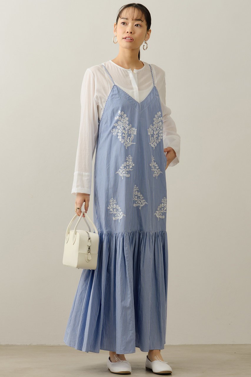 【ヌキテパ/NE QUITTEZ PAS】のCotton Poplin Mimosa エンブロイダリー キャミ ドレス 人気、トレンドファッション・服の通販 founy(ファニー) 　ファッション　Fashion　レディースファッション　Fashion for Women　ワンピース　Dresses　フォーマル・パーティードレス・結婚式用ドレス　Elegant & Casual Dresses　チュニック　Tunic Tops & Dresses　インナー　Innerwear　エンブロイダリー　Embroidery Design　キャミ　Camisole, Cami Top　ギャザー　Gathered, Ruffled　シルバー　Silver, Metallic Silver　タンク　Tank Top, Sleeveless Top　チャーム　Charm, Pendant　チュニック　Tunic, Long Top　ドレス　Dress, One-Piece　フェミニン　Feminine, Girly　フロント　Front, Front Design　ロング　Long, Long-Length　夏　Summer　other-6|ID: prp329100004922070 ipo3291000000036931621