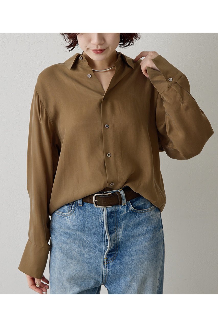 【ウィムガゼット/Whim Gazette】のキュプラフィブリルシャツ 人気、トレンドファッション・服の通販 founy(ファニー) 　ファッション　Fashion　レディースファッション　Fashion for Women　トップス・カットソー　Cut & Sew Tops　シャツ・ブラウス・オフィスカジュアル　Elegant Blouses & Button-Ups　おすすめ　Recommended / Our Picks　キュプラ　Cupro, Eco Fabric　スリーブ　Sleeve, Long Sleeve / Short Sleeve　セットアップ　Set-Up, Coordinated Outfit　ツイル　Twist, Twisted Detail　ロング　Long, Long-Length　エレガント 上品　Elegant　再入荷　Restock / Back in Stock　other-5|ID: prp329100004922078 ipo3291000000036931728