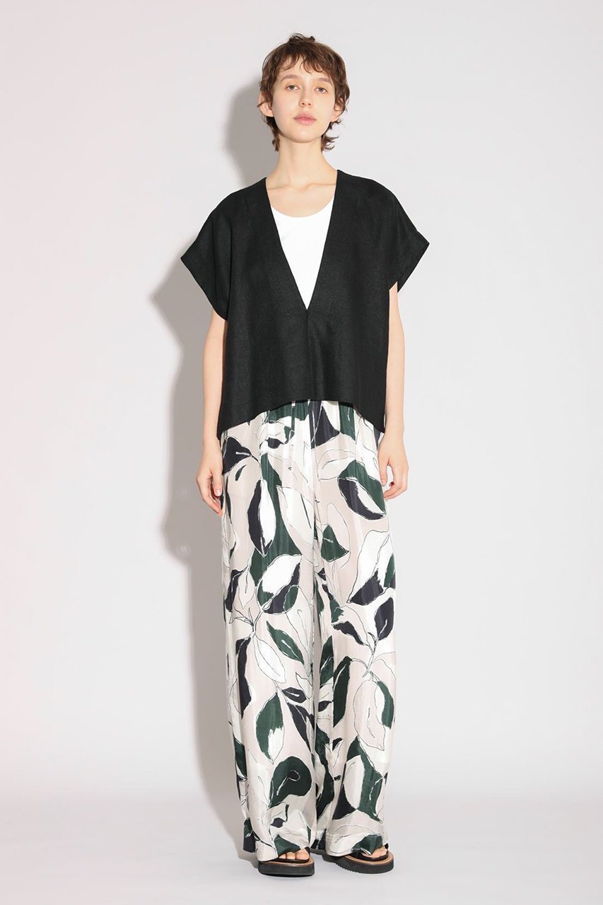 【サクラ/SACRA】のリネンディープVネックプルオーバー 人気、トレンドファッション・服の通販 founy(ファニー) 　ファッション　Fashion　レディースファッション　Fashion for Women　トップス・カットソー　Cut & Sew Tops　シャツ・ブラウス・オフィスカジュアル　Elegant Blouses & Button-Ups　カジュアルプルオーバー・ニットトップス　Pullovers & Knit Tops / Casual Pullovers　Vネックトップス　V-Neck Tops / V-Cut Neckline Shirts　クロップド　Cropped, Short Length　サマー　Summer, Summer Style　ショート　Short, Short Length　スリーブ　Sleeve, Long Sleeve / Short Sleeve　バランス　Balance, Style Balance　リネン　Linen, Linen Fabric　ワイド　Wide, Wide Fit　other-6|ID: prp329100004922084 ipo3291000000036931802