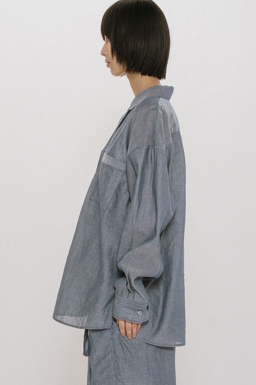 【ミディウミソリッド/MIDIUMISOLID】のsheer denim open collar shirt シャツ 人気、トレンドファッション・服の通販 founy(ファニー) ファッション Fashion レディースファッション Fashion for Women トップス・カットソー Cut & Sew Tops シャツ・ブラウス・オフィスカジュアル Elegant Blouses & Button-Ups おすすめ Recommended / Our Picks シアー Sheer, See-Through スリーブ Sleeve, Long Sleeve / Short Sleeve デニム Denim, Jeans Material ロング Long, Long-Length 夏 Summer other-6|ID: prp329100004922092 ipo3291000000036931871