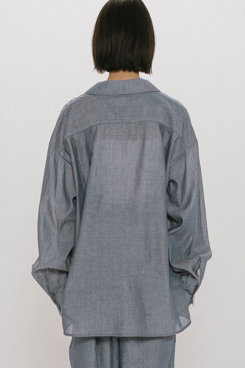 【ミディウミソリッド/MIDIUMISOLID】のsheer denim open collar shirt シャツ 人気、トレンドファッション・服の通販 founy(ファニー) ファッション Fashion レディースファッション Fashion for Women トップス・カットソー Cut & Sew Tops シャツ・ブラウス・オフィスカジュアル Elegant Blouses & Button-Ups おすすめ Recommended / Our Picks シアー Sheer, See-Through スリーブ Sleeve, Long Sleeve / Short Sleeve デニム Denim, Jeans Material ロング Long, Long-Length 夏 Summer other-7|ID: prp329100004922092 ipo3291000000036931873
