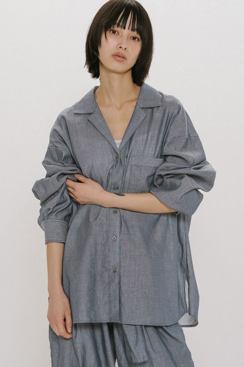 【ミディウミソリッド/MIDIUMISOLID】のsheer denim open collar shirt シャツ 人気、トレンドファッション・服の通販 founy(ファニー) ファッション Fashion レディースファッション Fashion for Women トップス・カットソー Cut & Sew Tops シャツ・ブラウス・オフィスカジュアル Elegant Blouses & Button-Ups おすすめ Recommended / Our Picks シアー Sheer, See-Through スリーブ Sleeve, Long Sleeve / Short Sleeve デニム Denim, Jeans Material ロング Long, Long-Length 夏 Summer other-8|ID: prp329100004922092 ipo3291000000036931875