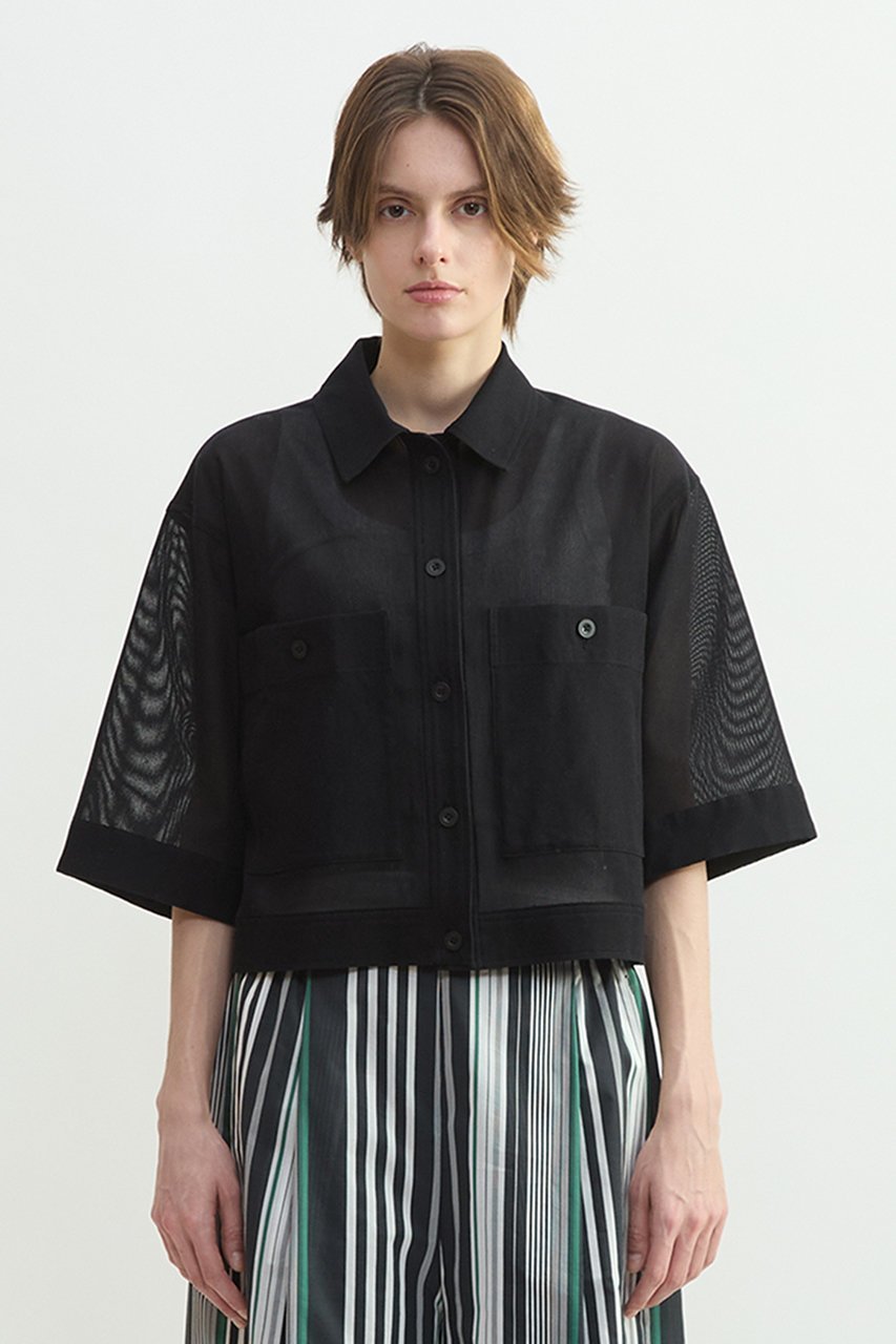【プレインピープル/PLAIN PEOPLE】のメッシュジャージシャツジャケット インテリア・キッズ・メンズ・レディースファッション・服の通販 founy(ファニー) 　ファッション　Fashion　レディースファッション　Fashion for Women　アウター　Coat / Outerwear Collection　レディースジャケット・軽アウター　Jackets　おすすめ　Recommended / Our Picks　クロップド　Cropped, Short Length　コンパクト　Compact, Small Size　シアー　Sheer, See-Through　シルケット　Silket, Silky Cotton　ジャケット　Jacket, Outerwear　ボックス　Boxy, Box Shape　メッシュ　Mesh, Net Fabric　ラッセル　Raschel, Raschel Lace　ブラック|ID: prp329100004922113 ipo3291000000036932047