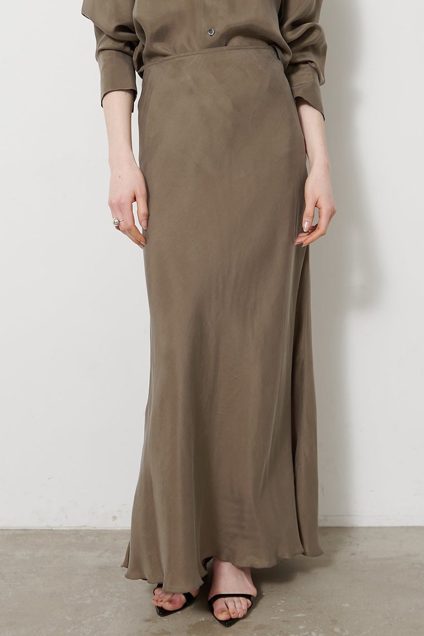 【ウィムガゼット/Whim Gazette】のキュプラフィブリルフレアスカート インテリア・キッズ・メンズ・レディースファッション・服の通販 founy(ファニー) 　ファッション　Fashion　レディースファッション　Fashion for Women　スカート　Skirts　Aライン・フレアスカート　A-Line & Flared Skirts　ロングスカート　Long Skirts / Maxi & Midi Skirts　おすすめ　Recommended / Our Picks　キュプラ　Cupro, Eco Fabric　セットアップ　Set-Up, Coordinated Outfit　ツイル　Twist, Twisted Detail　フレア　Flare, Flared　マーメイド　Mermaid, Fishtail Silhouette　ロング　Long, Long-Length　エレガント 上品　Elegant　カーキ|ID: prp329100004922140 ipo3291000000036932318