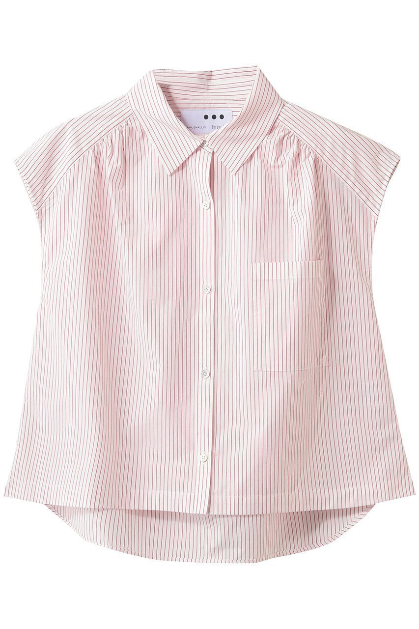 【スリー ドッツ/three dots】のミニストライプ フレンチシャツ 人気、トレンドファッション・服の通販 founy(ファニー) 　ファッション　Fashion　レディースファッション　Fashion for Women　トップス・カットソー　Cut & Sew Tops　シャツ・ブラウス・オフィスカジュアル　Elegant Blouses & Button-Ups　ショート　Short, Short Length　ストライプ　Stripe, Striped Pattern　スラックス　Slacks, Dress Pants　スリーブ　Sleeve, Long Sleeve / Short Sleeve　デニム　Denim, Jeans Material　フレンチ　French, French Style　ボックス　Boxy, Box Shape　新作・新入荷　New Arrivals / New In　 other-1|ID: prp329100004922204 ipo3291000000036932866