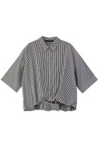 【ミズイロ インド/mizuiro ind】のstripe half slv ballon shirt シャツ black|ID: prp329100004922206 ipo3291000000036932886