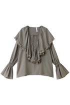 【コルピエロ/Col Pierrot】のフリルカラーブラウス 人気、トレンドファッション・服の通販 founy(ファニー) ファッション Fashion レディースファッション Fashion for Women トップス・カットソー Cut & Sew Tops シャツ・ブラウス・オフィスカジュアル Elegant Blouses & Button-Ups とろみ Fluid, Flowy Fabric なめらか Smooth, Silky Texture イエロー Yellow ギャザー Gathered, Ruffled スリーブ Sleeve, Long Sleeve / Short Sleeve ドレープ Drape, Draping Fabric フリル Frill, Ruffle ボトム Bottoms, Lower Wear ロング Long, Long-Length エレガント 上品 Elegant 再入荷 Restock / Back in Stock thumbnail グレー|ID: prp329100004922211 ipo3291000000036932970