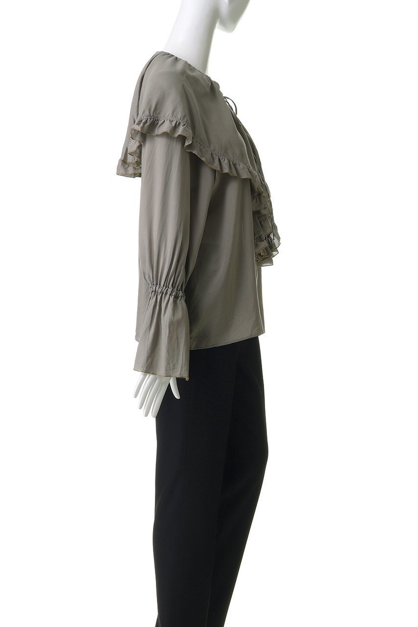 【コルピエロ/Col Pierrot】のフリルカラーブラウス 人気、トレンドファッション・服の通販 founy(ファニー) 　ファッション　Fashion　レディースファッション　Fashion for Women　トップス・カットソー　Cut & Sew Tops　シャツ・ブラウス・オフィスカジュアル　Elegant Blouses & Button-Ups　とろみ　Fluid, Flowy Fabric　なめらか　Smooth, Silky Texture　イエロー　Yellow　ギャザー　Gathered, Ruffled　スリーブ　Sleeve, Long Sleeve / Short Sleeve　ドレープ　Drape, Draping Fabric　フリル　Frill, Ruffle　ボトム　Bottoms, Lower Wear　ロング　Long, Long-Length　エレガント 上品　Elegant　再入荷　Restock / Back in Stock　other-3|ID: prp329100004922211 ipo3291000000036932974