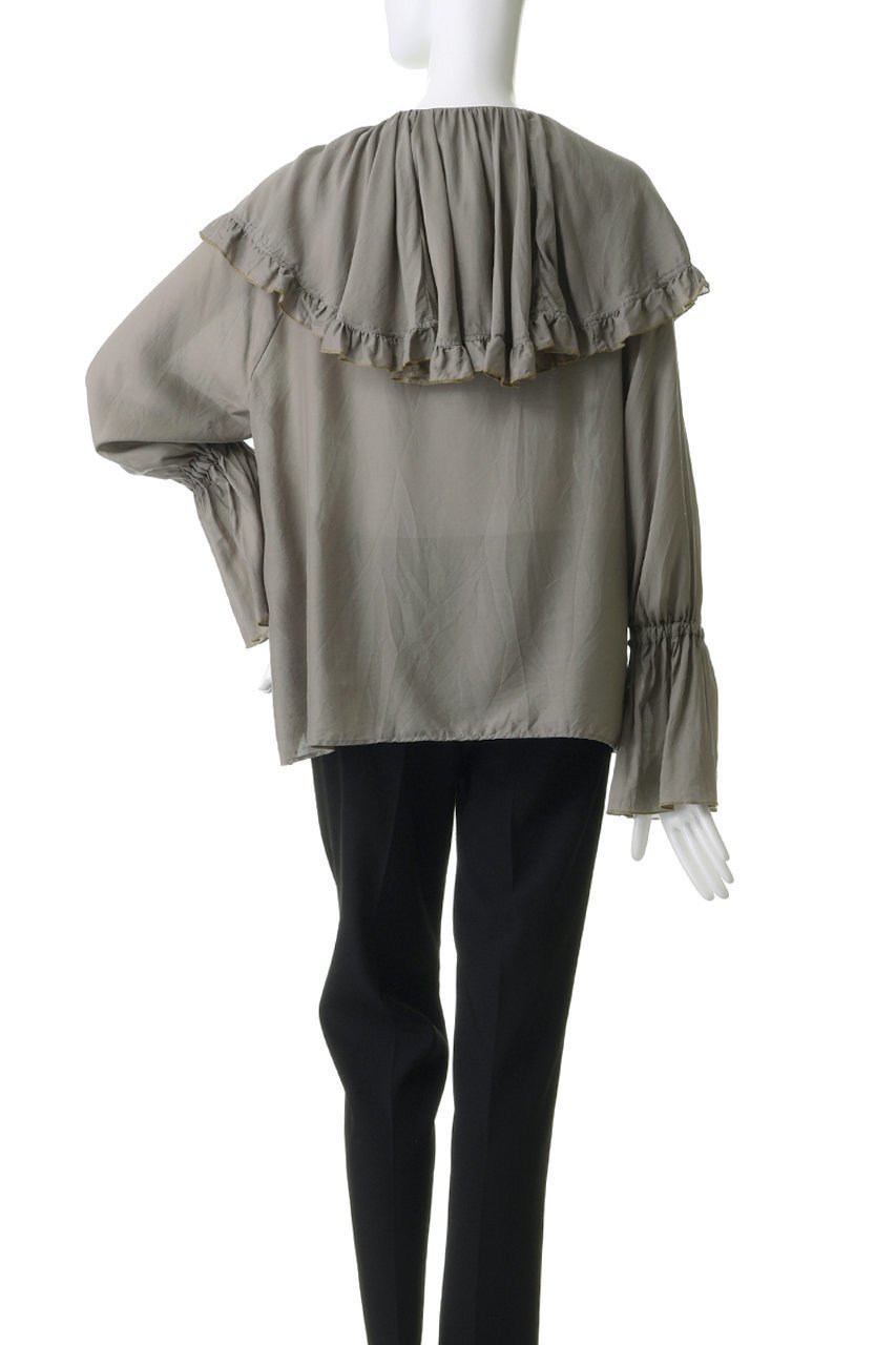 【コルピエロ/Col Pierrot】のフリルカラーブラウス 人気、トレンドファッション・服の通販 founy(ファニー) 　ファッション　Fashion　レディースファッション　Fashion for Women　トップス・カットソー　Cut & Sew Tops　シャツ・ブラウス・オフィスカジュアル　Elegant Blouses & Button-Ups　とろみ　Fluid, Flowy Fabric　なめらか　Smooth, Silky Texture　イエロー　Yellow　ギャザー　Gathered, Ruffled　スリーブ　Sleeve, Long Sleeve / Short Sleeve　ドレープ　Drape, Draping Fabric　フリル　Frill, Ruffle　ボトム　Bottoms, Lower Wear　ロング　Long, Long-Length　エレガント 上品　Elegant　再入荷　Restock / Back in Stock　other-4|ID: prp329100004922211 ipo3291000000036932976