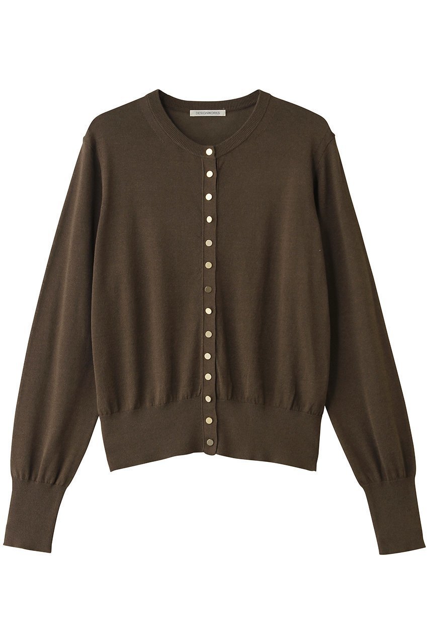 【デザイン ワークス/DESIGN WORKS】のシルク混べーシックショートカーディガン インテリア・キッズ・メンズ・レディースファッション・服の通販 founy(ファニー) 　ファッション　Fashion　レディースファッション　Fashion for Women　トップス・カットソー　Cut & Sew Tops　ニット　Knit Tops & Sweaters　カーディガン・羽織り　Layered Style Cardigans　おすすめ　Recommended / Our Picks　アンサンブル　Ensemble Set　カーディガン　Cardigan, Knitwear　コンパクト　Compact, Small Size　ショート　Short, Short Length　シルク　Silk, 100% Silk　ベーシック　Basic, Essential　ボトム　Bottoms, Lower Wear　夏　Summer　新作・新入荷　New Arrivals / New In　春　Spring　ブラウン|ID: prp329100004922221 ipo3291000000036933040