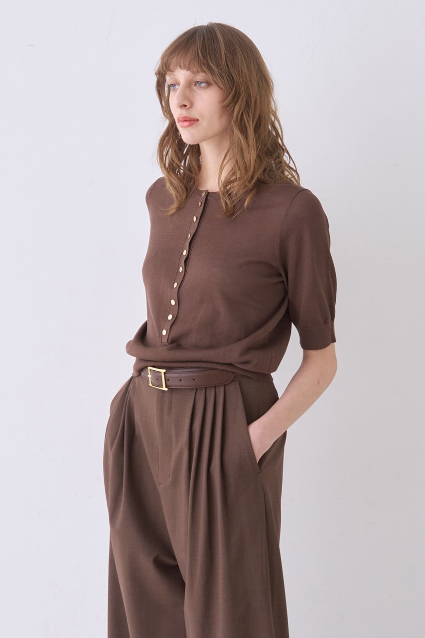 【デザイン ワークス/DESIGN WORKS】のシルク混ベーシックヘンリーネックプルオーバー 人気、トレンドファッション・服の通販 founy(ファニー) 　ファッション　Fashion　レディースファッション　Fashion for Women　トップス・カットソー　Cut & Sew Tops　ニット　Knit Tops & Sweaters　カジュアルプルオーバー・ニットトップス　Pullovers & Knit Tops / Casual Pullovers　アンサンブル　Ensemble Set　インナー　Innerwear　カーディガン　Cardigan, Knitwear　シルク　Silk, 100% Silk　シンプル　Simple, Minimal　ジャケット　Jacket, Outerwear　ブルゾン　Blouson, Bomber Jacket　ベーシック　Basic, Essential　夏　Summer　新作・新入荷　New Arrivals / New In　春　Spring　other-8|ID: prp329100004922224 ipo3291000000036933077