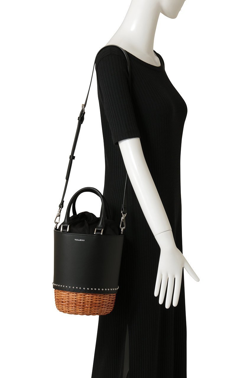 【ヴィオラドーロ/VIOLAd'ORO】のMIRO スタッズ付きラタンコンビ2wayバケツバッグ 人気、トレンドファッション・服の通販 founy(ファニー) 　ファッション　Fashion　レディースファッション　Fashion for Women　バッグ　Bags　スタッズ　Studs, Metal Accents　バケツ　Bucket, Bucket Style　ラタン　Rattan, Woven Rattan　新作・新入荷　New Arrivals / New In　other-2|ID: prp329100004922407 ipo3291000000036934565