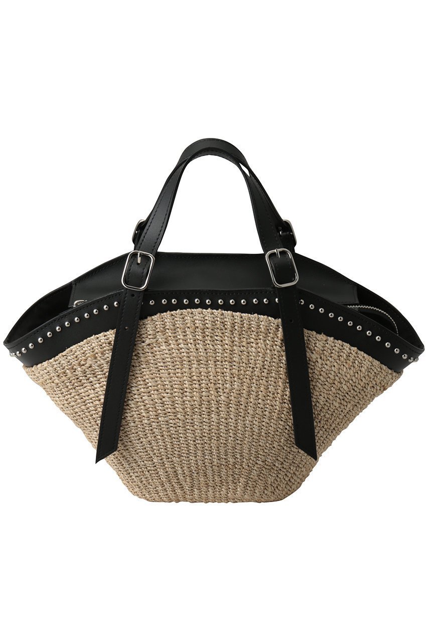 【ヴィオラドーロ/VIOLAd'ORO】のMIRO スタッズ付きアバカトートバッグ インテリア・キッズ・メンズ・レディースファッション・服の通販 founy(ファニー) 　ファッション　Fashion　レディースファッション　Fashion for Women　バッグ　Bags　コンビ　Combo, Combination Style　スタッズ　Studs, Metal Accents　フォルム　Silhouette, Form　夏　Summer　新作・新入荷　New Arrivals / New In　春　Spring　S/S・春夏　SS, Spring/Summer, Warm Season　ナチュラル×ブラック|ID: prp329100004922418 ipo3291000000036934636