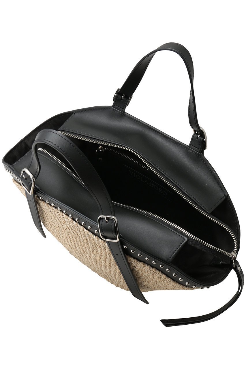 【ヴィオラドーロ/VIOLAd'ORO】のMIRO スタッズ付きアバカトートバッグ 人気、トレンドファッション・服の通販 founy(ファニー) 　ファッション　Fashion　レディースファッション　Fashion for Women　バッグ　Bags　コンビ　Combo, Combination Style　スタッズ　Studs, Metal Accents　フォルム　Silhouette, Form　夏　Summer　新作・新入荷　New Arrivals / New In　春　Spring　S/S・春夏　SS, Spring/Summer, Warm Season　other-6|ID: prp329100004922418 ipo3291000000036934647