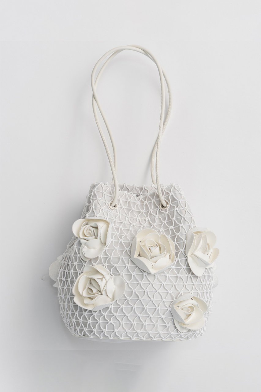 【メゾンスペシャル/MAISON SPECIAL】のRose Motif Drawstring Bag/ローズモチーフドローストリングバッグ インテリア・キッズ・メンズ・レディースファッション・服の通販 founy(ファニー) 　ファッション　Fashion　レディースファッション　Fashion for Women　バッグ　Bags　アクセサリー　Fashion Accessories　コンパクト　Compact, Small Size　ショルダー　Shoulder, Shoulder Strap　メッシュ　Mesh, Net Fabric　モチーフ　Motif, Design Theme　ローズ　Rose, Rose Motif　新作・新入荷　New Arrivals / New In　WHT(ホワイト)|ID: prp329100004922507 ipo3291000000036935286
