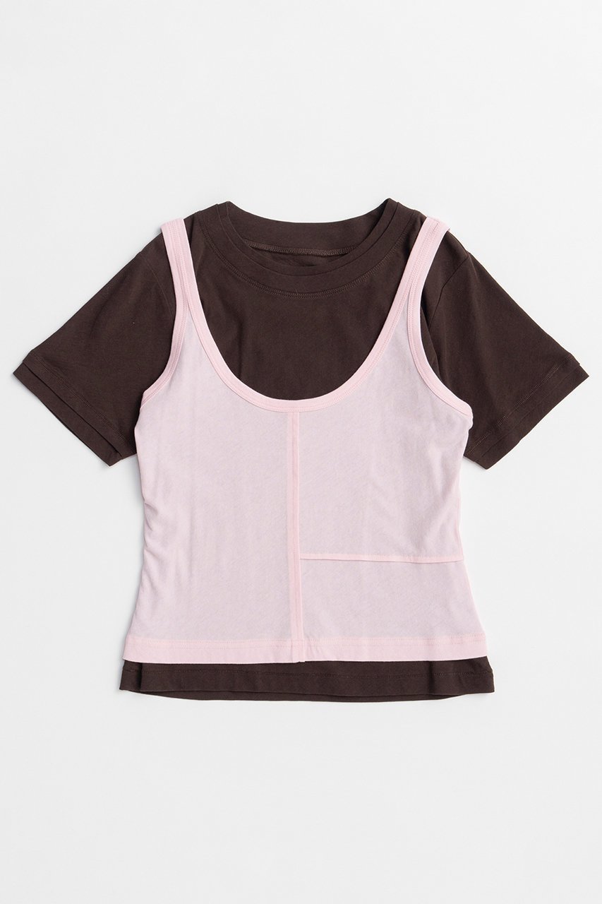 【メゾンスペシャル/MAISON SPECIAL】のLayered Color Compact T-Shirt/レイヤードカラーコンパクトTシャツ インテリア・キッズ・メンズ・レディースファッション・服の通販 founy(ファニー) 　ファッション　Fashion　レディースファッション　Fashion for Women　トップス・カットソー　Cut & Sew Tops　シャツ・ブラウス・オフィスカジュアル　Elegant Blouses & Button-Ups　ロングTシャツ・Tシャツ　Longline T-Shirts & Tees　カットソー・ベーシックTシャツ　Cut-and-Sewn Tops / Stretch Tees & Basics　おすすめ　Recommended / Our Picks　カットソー　Cut and Sewn Top　コンパクト　Compact, Small Size　ショート　Short, Short Length　スラックス　Slacks, Dress Pants　スリーブ　Sleeve, Long Sleeve / Short Sleeve　タンク　Tank Top, Sleeveless Top　デニム　Denim, Jeans Material　ベーシック　Basic, Essential　夏　Summer　新作・新入荷　New Arrivals / New In　BRN(ブラウン)|ID: prp329100004922600 ipo3291000000036935958