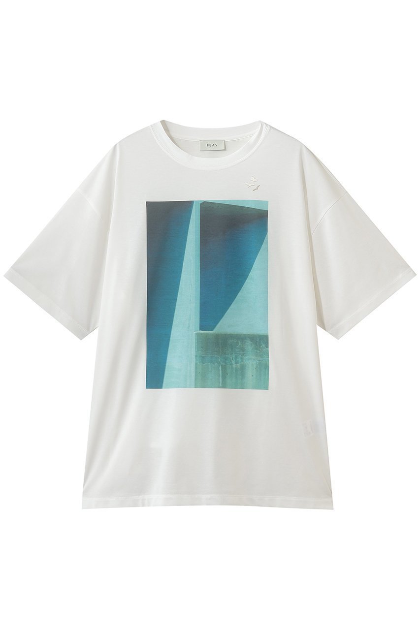 【ガリャルダガランテ/GALLARDAGALANTE】の【PEAS】フォトTee インテリア・キッズ・メンズ・レディースファッション・服の通販 founy(ファニー) 　ファッション　Fashion　レディースファッション　Fashion for Women　トップス・カットソー　Cut & Sew Tops　シャツ・ブラウス・オフィスカジュアル　Elegant Blouses & Button-Ups　ロングTシャツ・Tシャツ　Longline T-Shirts & Tees　カットソー・ベーシックTシャツ　Cut-and-Sewn Tops / Stretch Tees & Basics　ショート　Short, Short Length　スラックス　Slacks, Dress Pants　スリーブ　Sleeve, Long Sleeve / Short Sleeve　デニム　Denim, Jeans Material　フロント　Front, Front Design　プリント　Print, Printed Pattern　新作・新入荷　New Arrivals / New In　ホワイト2|ID: prp329100004922618 ipo3291000000036936076