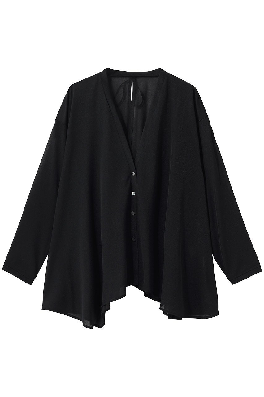 【ランバン オン ブルー/LANVIN en Bleu】のシアートリコットフレアカーデ インテリア・キッズ・メンズ・レディースファッション・服の通販 founy(ファニー) 　ファッション　Fashion　レディースファッション　Fashion for Women　トップス・カットソー　Cut & Sew Tops　カーディガン・羽織り　Layered Style Cardigans　シャツ・ブラウス・オフィスカジュアル　Elegant Blouses & Button-Ups　ロングTシャツ・Tシャツ　Longline T-Shirts & Tees　カットソー・ベーシックTシャツ　Cut-and-Sewn Tops / Stretch Tees & Basics　エレガント 上品　Elegant　カーディガン　Cardigan, Knitwear　シアー　Sheer, See-Through　フェミニン　Feminine, Girly　フレア　Flare, Flared　リボン　Ribbon, Bow　新作・新入荷　New Arrivals / New In　ブラック|ID: prp329100004922678 ipo3291000000036936498