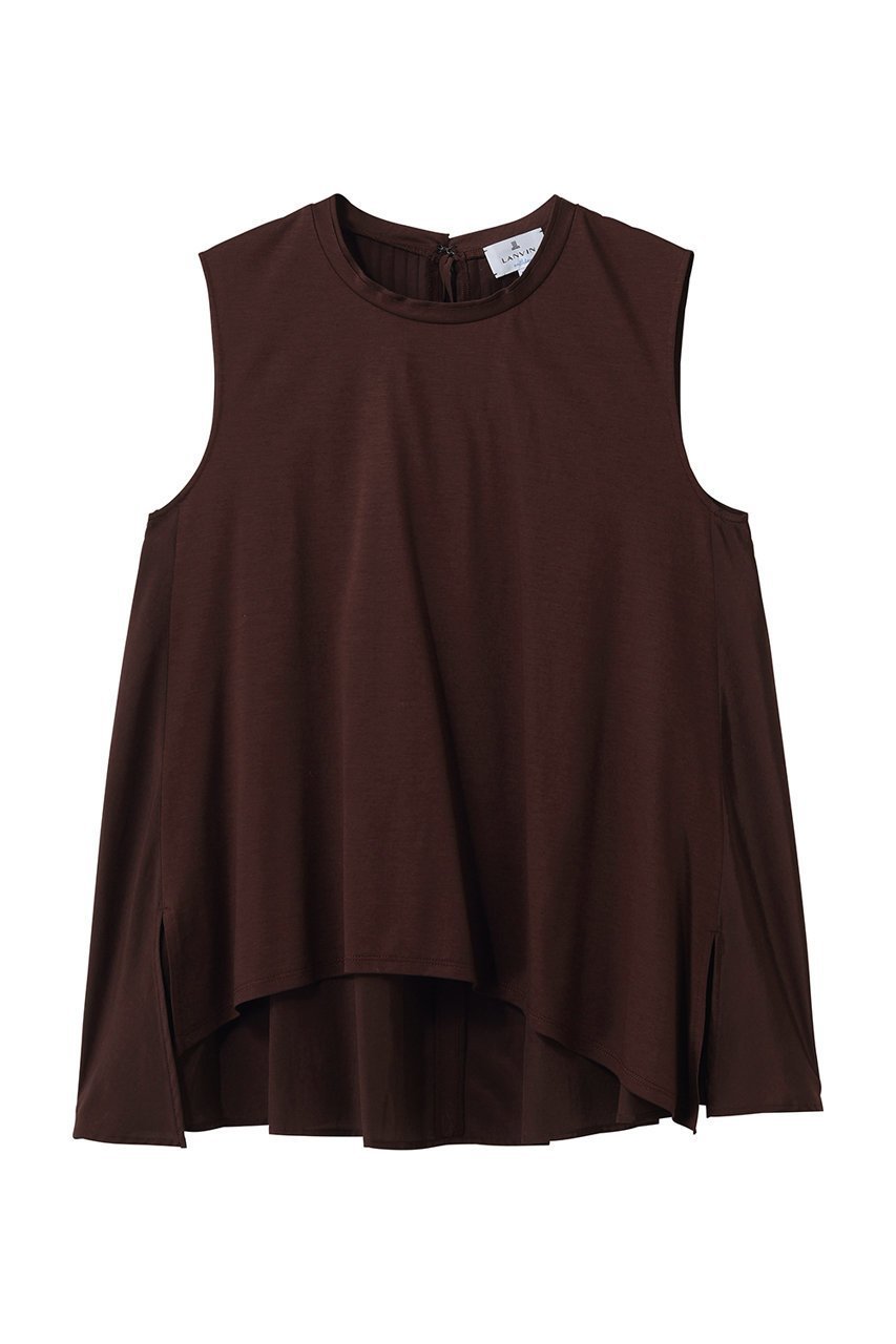 【ランバン オン ブルー/LANVIN en Bleu】のブライトローンコンビカットソー 人気、トレンドファッション・服の通販 founy(ファニー) 　ファッション　Fashion　レディースファッション　Fashion for Women　トップス・カットソー　Cut & Sew Tops　キャミソール&ノースリーブ　Camisoles & Sleeveless Tops　シャツ・ブラウス・オフィスカジュアル　Elegant Blouses & Button-Ups　ロングTシャツ・Tシャツ　Longline T-Shirts & Tees　カットソー・ベーシックTシャツ　Cut-and-Sewn Tops / Stretch Tees & Basics　カットソー　Cut and Sewn Top　キャミソール　Camisole, Spaghetti Strap Top　シンプル　Simple, Minimal　タンク　Tank Top, Sleeveless Top　ヘムライン　Hemline, Bottom Cut　エレガント 上品　Elegant　新作・新入荷　New Arrivals / New In　 other-1|ID: prp329100004922680 ipo3291000000036936510