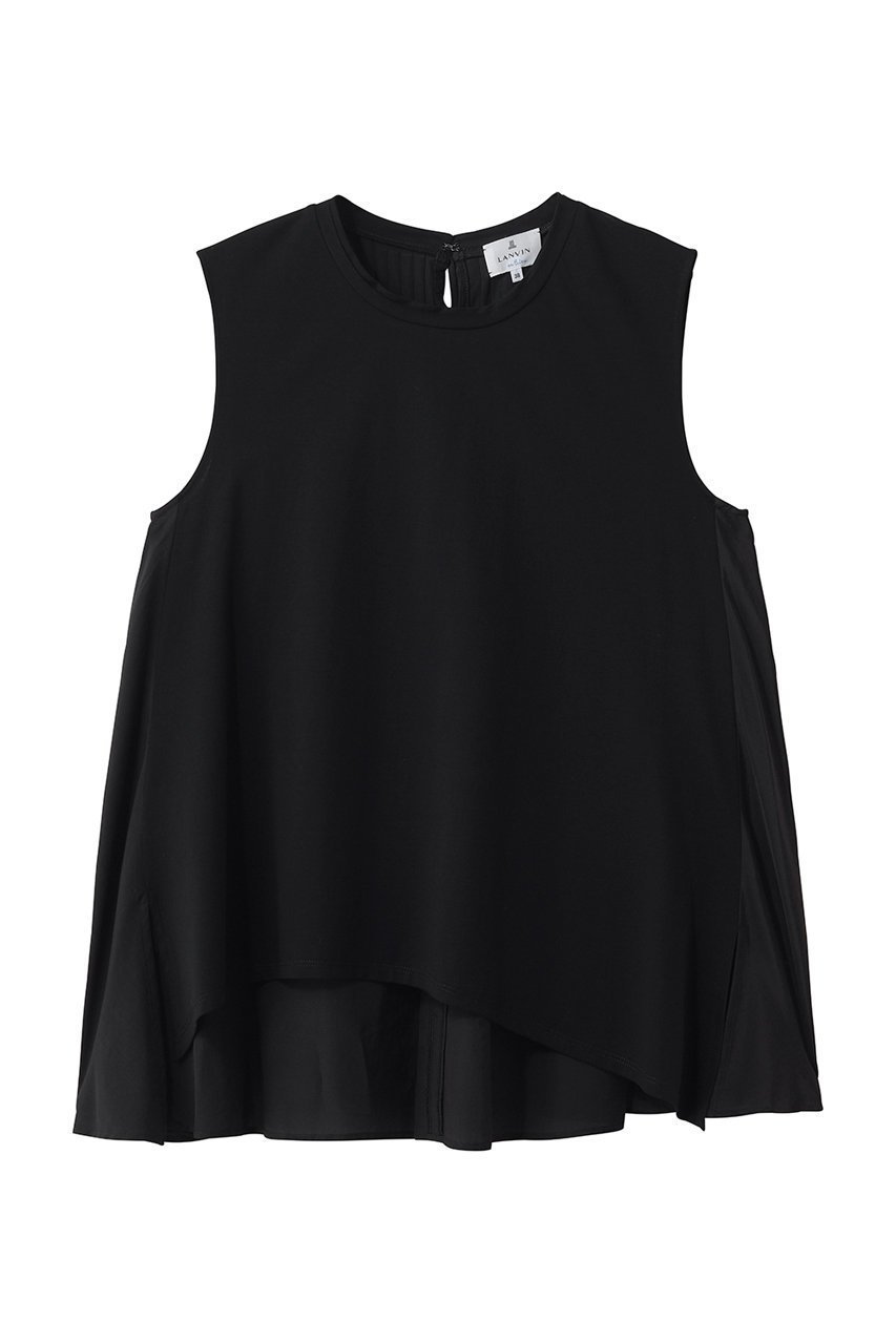 【ランバン オン ブルー/LANVIN en Bleu】のブライトローンコンビカットソー インテリア・キッズ・メンズ・レディースファッション・服の通販 founy(ファニー) 　ファッション　Fashion　レディースファッション　Fashion for Women　トップス・カットソー　Cut & Sew Tops　キャミソール&ノースリーブ　Camisoles & Sleeveless Tops　シャツ・ブラウス・オフィスカジュアル　Elegant Blouses & Button-Ups　ロングTシャツ・Tシャツ　Longline T-Shirts & Tees　カットソー・ベーシックTシャツ　Cut-and-Sewn Tops / Stretch Tees & Basics　カットソー　Cut and Sewn Top　キャミソール　Camisole, Spaghetti Strap Top　シンプル　Simple, Minimal　タンク　Tank Top, Sleeveless Top　ヘムライン　Hemline, Bottom Cut　エレガント 上品　Elegant　新作・新入荷　New Arrivals / New In　ブラック|ID: prp329100004922680 ipo3291000000036936517