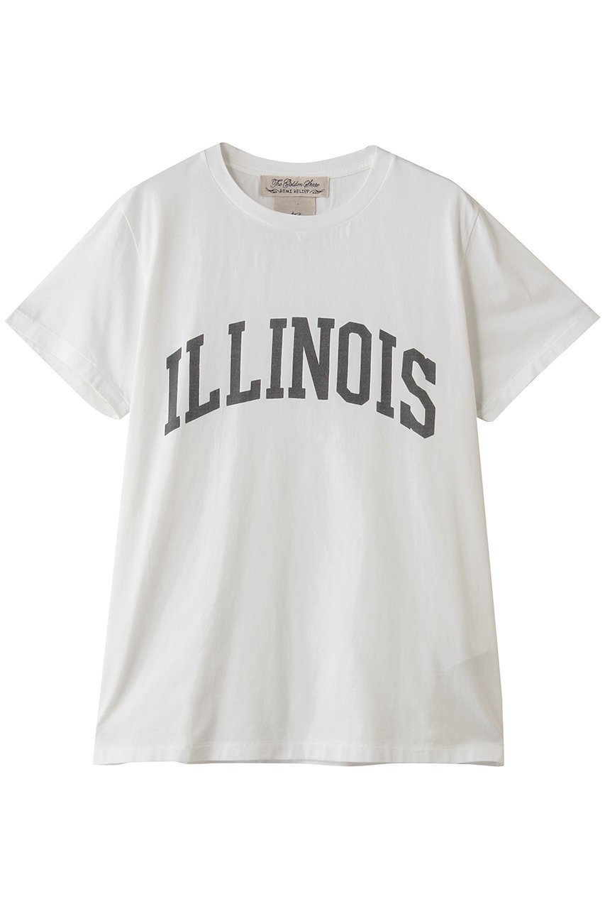 【デザイン ワークス/DESIGN WORKS】の【REMI RELIEF】別注ロゴTシャツ LW加工 (ILLINOIS) インテリア・キッズ・メンズ・レディースファッション・服の通販 founy(ファニー) 　ファッション　Fashion　レディースファッション　Fashion for Women　トップス・カットソー　Cut & Sew Tops　シャツ・ブラウス・オフィスカジュアル　Elegant Blouses & Button-Ups　ロングTシャツ・Tシャツ　Longline T-Shirts & Tees　カットソー・ベーシックTシャツ　Cut-and-Sewn Tops / Stretch Tees & Basics　ウォッシュ　Washed Finish　ショート　Short, Short Length　スリーブ　Sleeve, Long Sleeve / Short Sleeve　デニム　Denim, Jeans Material　ヴィンテージ　Vintage Style　別注　Limited Edition, Custom Order　新作・新入荷　New Arrivals / New In　オフホワイト|ID: prp329100004922692 ipo3291000000036936596