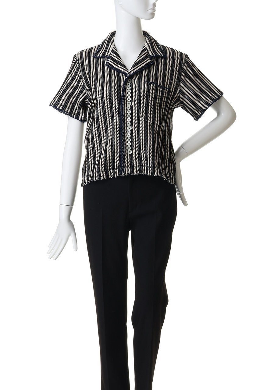 【マルティニーク/martinique】の【CURRENTAGE】ニットラッセルジャージーストライプブラウス 人気、トレンドファッション・服の通販 founy(ファニー) 　ファッション　Fashion　レディースファッション　Fashion for Women　トップス・カットソー　Cut & Sew Tops　ニット　Knit Tops & Sweaters　シャツ・ブラウス・オフィスカジュアル　Elegant Blouses & Button-Ups　ロングTシャツ・Tシャツ　Longline T-Shirts & Tees　カットソー・ベーシックTシャツ　Cut-and-Sewn Tops / Stretch Tees & Basics　ショート　Short, Short Length　スキッパー　Skipper, Open Collar　ストライプ　Stripe, Striped Pattern　スリーブ　Sleeve, Long Sleeve / Short Sleeve　セットアップ　Set-Up, Coordinated Outfit　デコルテ　Décolleté, Neckline　新作・新入荷　New Arrivals / New In　other-2|ID: prp329100004922700 ipo3291000000036936683