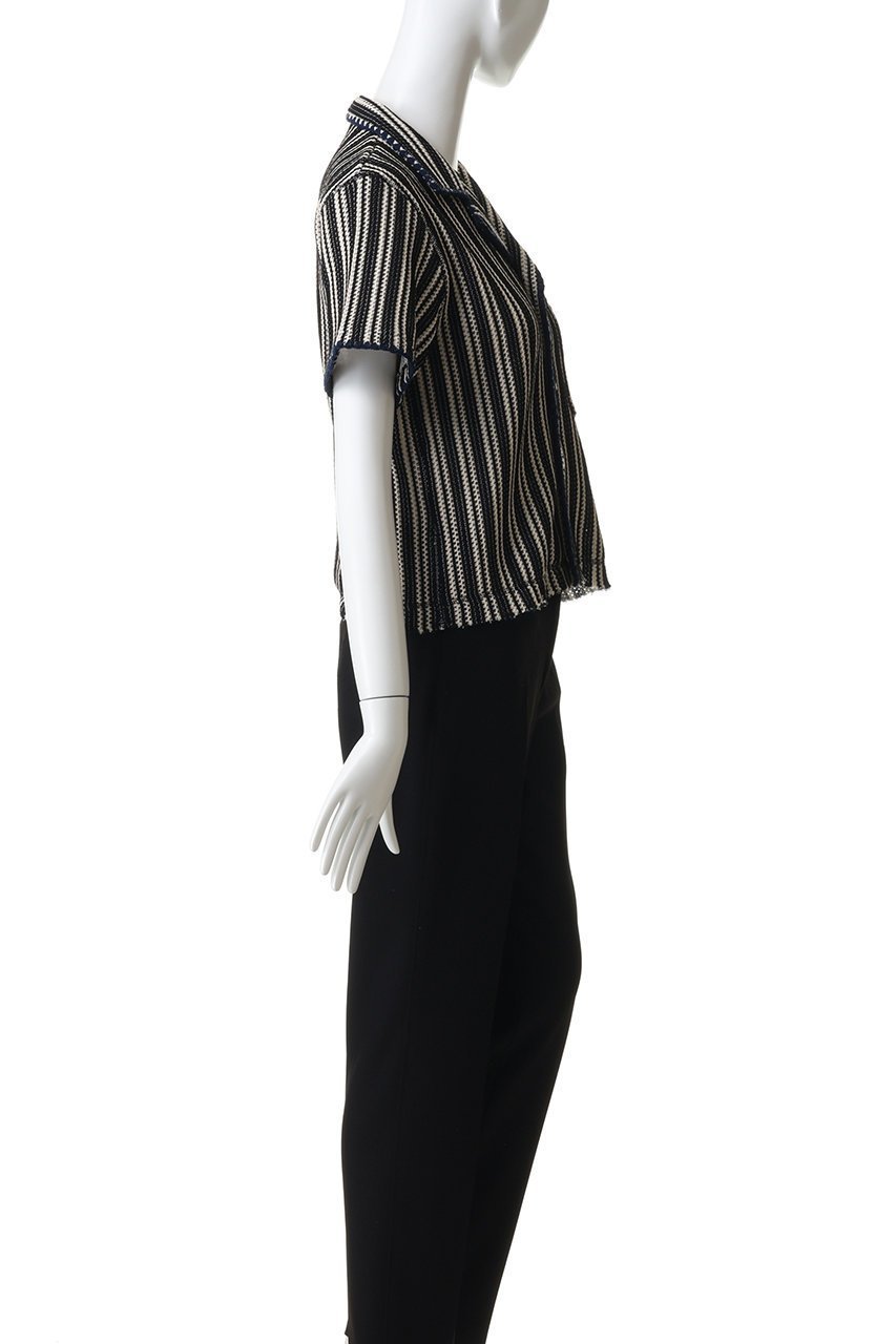 【マルティニーク/martinique】の【CURRENTAGE】ニットラッセルジャージーストライプブラウス 人気、トレンドファッション・服の通販 founy(ファニー) 　ファッション　Fashion　レディースファッション　Fashion for Women　トップス・カットソー　Cut & Sew Tops　ニット　Knit Tops & Sweaters　シャツ・ブラウス・オフィスカジュアル　Elegant Blouses & Button-Ups　ロングTシャツ・Tシャツ　Longline T-Shirts & Tees　カットソー・ベーシックTシャツ　Cut-and-Sewn Tops / Stretch Tees & Basics　ショート　Short, Short Length　スキッパー　Skipper, Open Collar　ストライプ　Stripe, Striped Pattern　スリーブ　Sleeve, Long Sleeve / Short Sleeve　セットアップ　Set-Up, Coordinated Outfit　デコルテ　Décolleté, Neckline　新作・新入荷　New Arrivals / New In　other-3|ID: prp329100004922700 ipo3291000000036936685