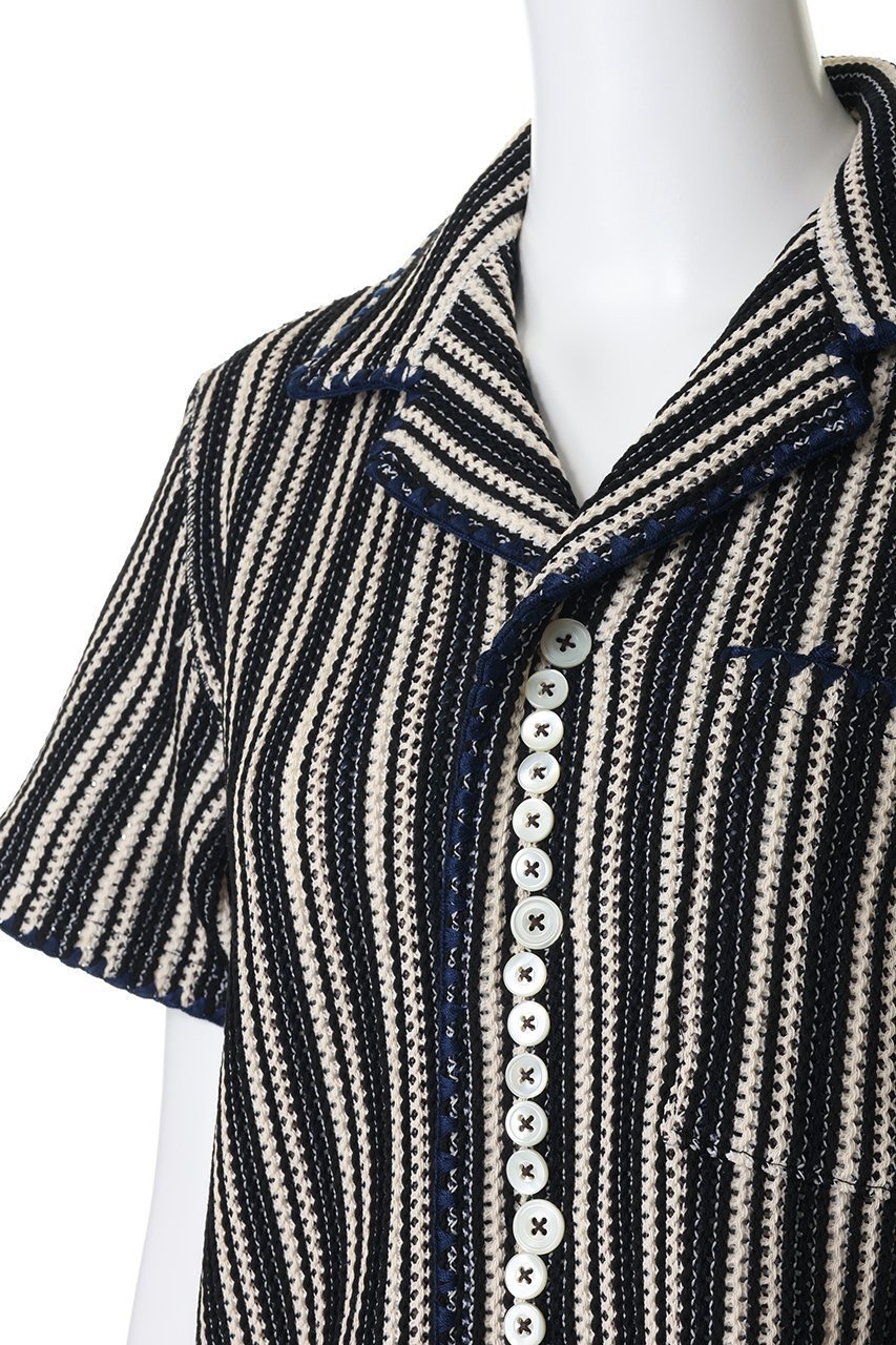 【マルティニーク/martinique】の【CURRENTAGE】ニットラッセルジャージーストライプブラウス 人気、トレンドファッション・服の通販 founy(ファニー) 　ファッション　Fashion　レディースファッション　Fashion for Women　トップス・カットソー　Cut & Sew Tops　ニット　Knit Tops & Sweaters　シャツ・ブラウス・オフィスカジュアル　Elegant Blouses & Button-Ups　ロングTシャツ・Tシャツ　Longline T-Shirts & Tees　カットソー・ベーシックTシャツ　Cut-and-Sewn Tops / Stretch Tees & Basics　ショート　Short, Short Length　スキッパー　Skipper, Open Collar　ストライプ　Stripe, Striped Pattern　スリーブ　Sleeve, Long Sleeve / Short Sleeve　セットアップ　Set-Up, Coordinated Outfit　デコルテ　Décolleté, Neckline　新作・新入荷　New Arrivals / New In　other-5|ID: prp329100004922700 ipo3291000000036936691