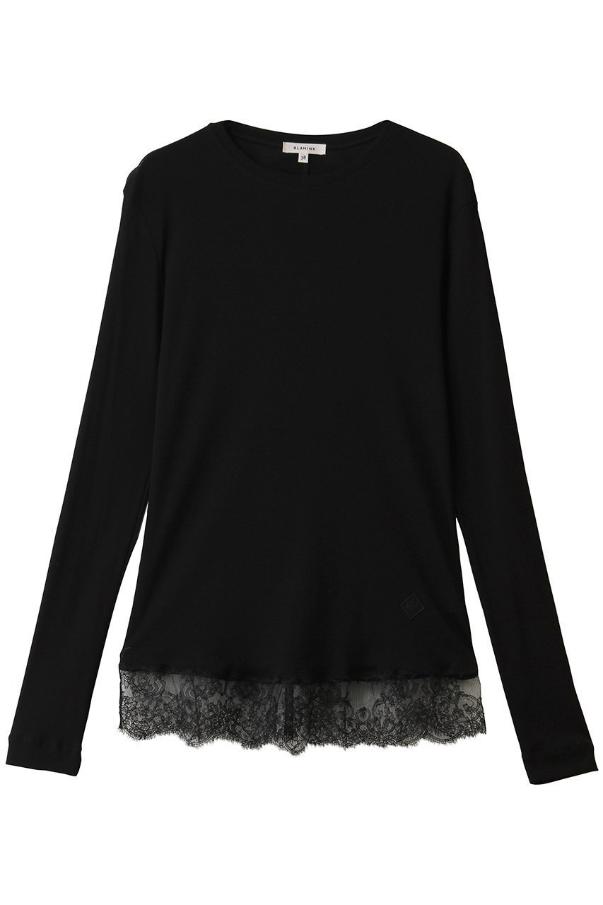 【ブラミンク/BLAMINK】のレースリブロングスリーブ インテリア・キッズ・メンズ・レディースファッション・服の通販 founy(ファニー) 　ファッション　Fashion　レディースファッション　Fashion for Women　トップス・カットソー　Cut & Sew Tops　シャツ・ブラウス・オフィスカジュアル　Elegant Blouses & Button-Ups　ロングTシャツ・Tシャツ　Longline T-Shirts & Tees　カットソー・ベーシックTシャツ　Cut-and-Sewn Tops / Stretch Tees & Basics　おすすめ　Recommended / Our Picks　インナー　Innerwear　スリーブ　Sleeve, Long Sleeve / Short Sleeve　レース　Lace, Lace Fabric　ロング　Long, Long-Length　エレガント 上品　Elegant　新作・新入荷　New Arrivals / New In　ブラック|ID: prp329100004922746 ipo3291000000036937069