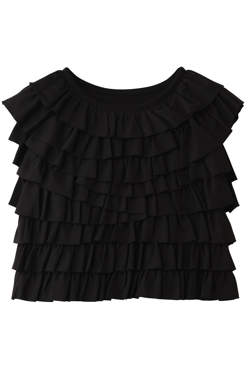 【アルアバイル/allureville】の【Loulou Willoughby】フリルティアードプルオーバー インテリア・キッズ・メンズ・レディースファッション・服の通販 founy(ファニー) ファッション Fashion レディースファッション Fashion for Women トップス・カットソー Cut & Sew Tops シャツ・ブラウス・オフィスカジュアル Elegant Blouses & Button-Ups ロングTシャツ・Tシャツ Longline T-Shirts & Tees カジュアルプルオーバー・ニットトップス Pullovers & Knit Tops / Casual Pullovers カットソー・ベーシックTシャツ Cut-and-Sewn Tops / Stretch Tees & Basics ギャザー Gathered, Ruffled スリーブ Sleeve, Long Sleeve / Short Sleeve デニム Denim, Jeans Material バランス Balance, Style Balance パターン Pattern, Design Print フェミニン Feminine, Girly フリル Frill, Ruffle ロング Long, Long-Length 新作・新入荷 New Arrivals / New In ブラック|ID: prp329100004922886 ipo3291000000036938296