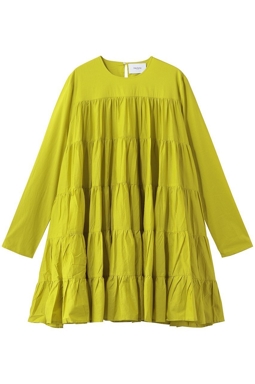 【マーレット/MERLETTE】のSOLIMAN ティアードドレス インテリア・キッズ・メンズ・レディースファッション・服の通販 founy(ファニー) 　ファッション　Fashion　レディースファッション　Fashion for Women　ワンピース　Dresses　フォーマル・パーティードレス・結婚式用ドレス　Elegant & Casual Dresses　チュニック　Tunic Tops & Dresses　なめらか　Smooth, Silky Texture　ギャザー　Gathered, Ruffled　スリーブ　Sleeve, Long Sleeve / Short Sleeve　チュニック　Tunic, Long Top　エレガント 上品　Elegant　新作・新入荷　New Arrivals / New In　ライム|ID: prp329100004922894 ipo3291000000036938363