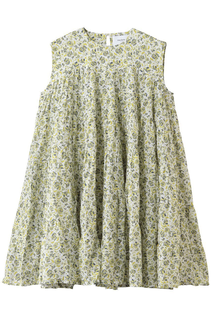 【マーレット/MERLETTE】のLANAI PRINT フラワープリント ノースリーブティアードミニドレス インテリア・キッズ・メンズ・レディースファッション・服の通販 founy(ファニー) 　ファッション　Fashion　レディースファッション　Fashion for Women　ワンピース　Dresses　フォーマル・パーティードレス・結婚式用ドレス　Elegant & Casual Dresses　チュニック　Tunic Tops & Dresses　おすすめ　Recommended / Our Picks　コンパクト　Compact, Small Size　チュニック　Tunic, Long Top　ティアード　Tiered, Tiered Style　ドレス　Dress, One-Piece　ノースリーブ　Sleeveless, No-Sleeve　バランス　Balance, Style Balance　フェミニン　Feminine, Girly　フラワー　Flower, Floral　プリント　Print, Printed Pattern　新作・新入荷　New Arrivals / New In　ライトグリーン|ID: prp329100004922899 ipo3291000000036938420