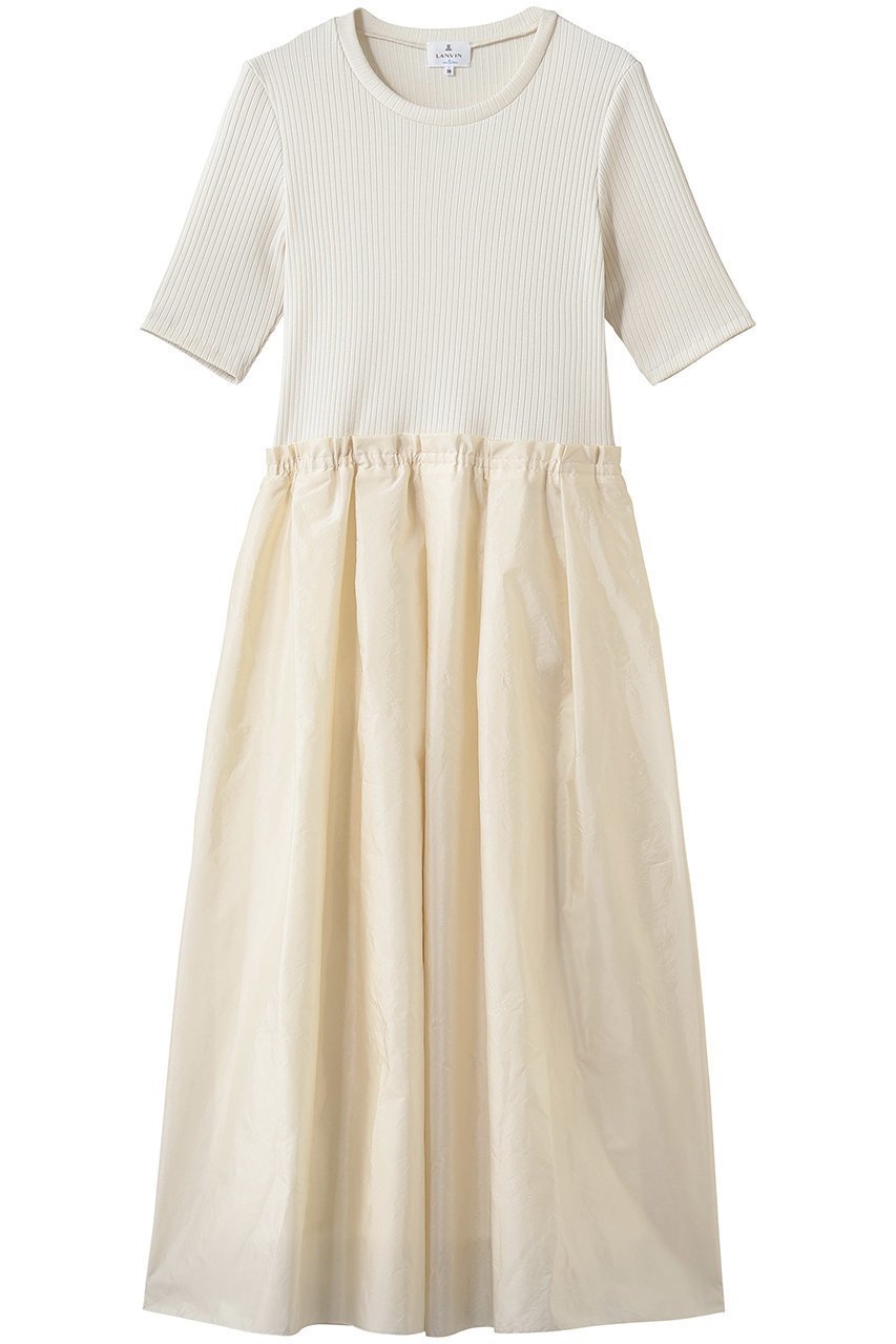 【ランバン オン ブルー/LANVIN en Bleu】のタフタコンビカットソーワンピース インテリア・キッズ・メンズ・レディースファッション・服の通販 founy(ファニー) 　ファッション　Fashion　レディースファッション　Fashion for Women　ワンピース　Dresses　チュニック　Tunic Tops & Dresses　エレガント 上品　Elegant　ギャザー　Gathered, Ruffled　コンパクト　Compact, Small Size　シューズ　Shoes, Footwear　タフタ　Taffeta, Structured Fabric　チュニック　Tunic, Long Top　フィット　Fit, Slim Fit　フレア　Flare, Flared　ロング　Long, Long-Length　新作・新入荷　New Arrivals / New In　オフ|ID: prp329100004922916 ipo3291000000036938577