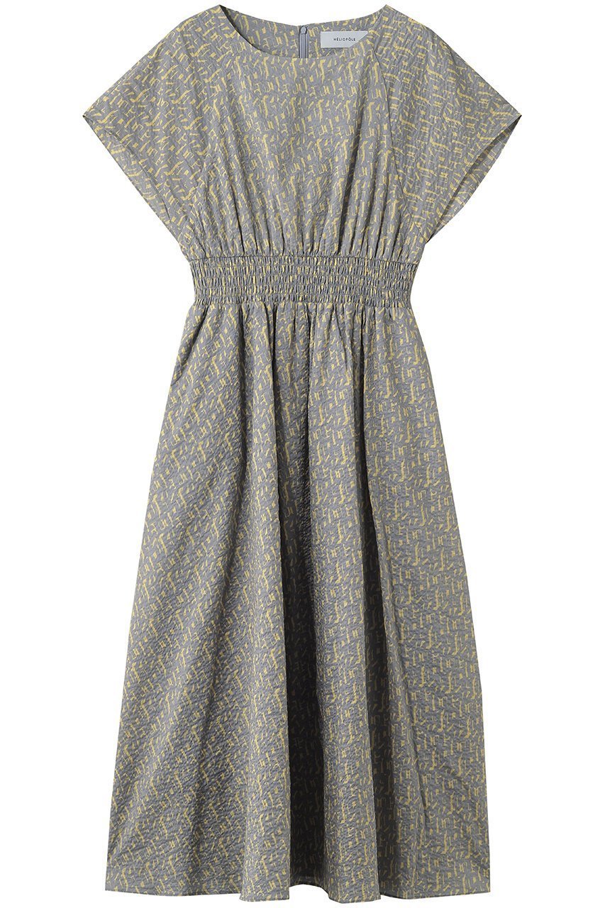 【エリオポール/heliopole】のプリントシアーサッカードレス 人気、トレンドファッション・服の通販 founy(ファニー) 　ファッション　Fashion　レディースファッション　Fashion for Women　ワンピース　Dresses　フォーマル・パーティードレス・結婚式用ドレス　Elegant & Casual Dresses　チュニック　Tunic Tops & Dresses　イエロー　Yellow　サッカー　Seersucker, Summer Fabric　サマー　Summer, Summer Style　シャーリング　Shirring, Ruched　チュニック　Tunic, Long Top　プリント　Print, Printed Pattern　ボタニカル　Botanical, Floral Pattern　モダン　Modern, Contemporary　リーフ　Leaf, Botanical Leaf　ロング　Long, Long-Length　人気　Popular, Best Seller　夏　Summer　新作・新入荷　New Arrivals / New In　春　Spring　S/S・春夏　SS, Spring/Summer, Warm Season　 other-1|ID: prp329100004922928 ipo3291000000036938680