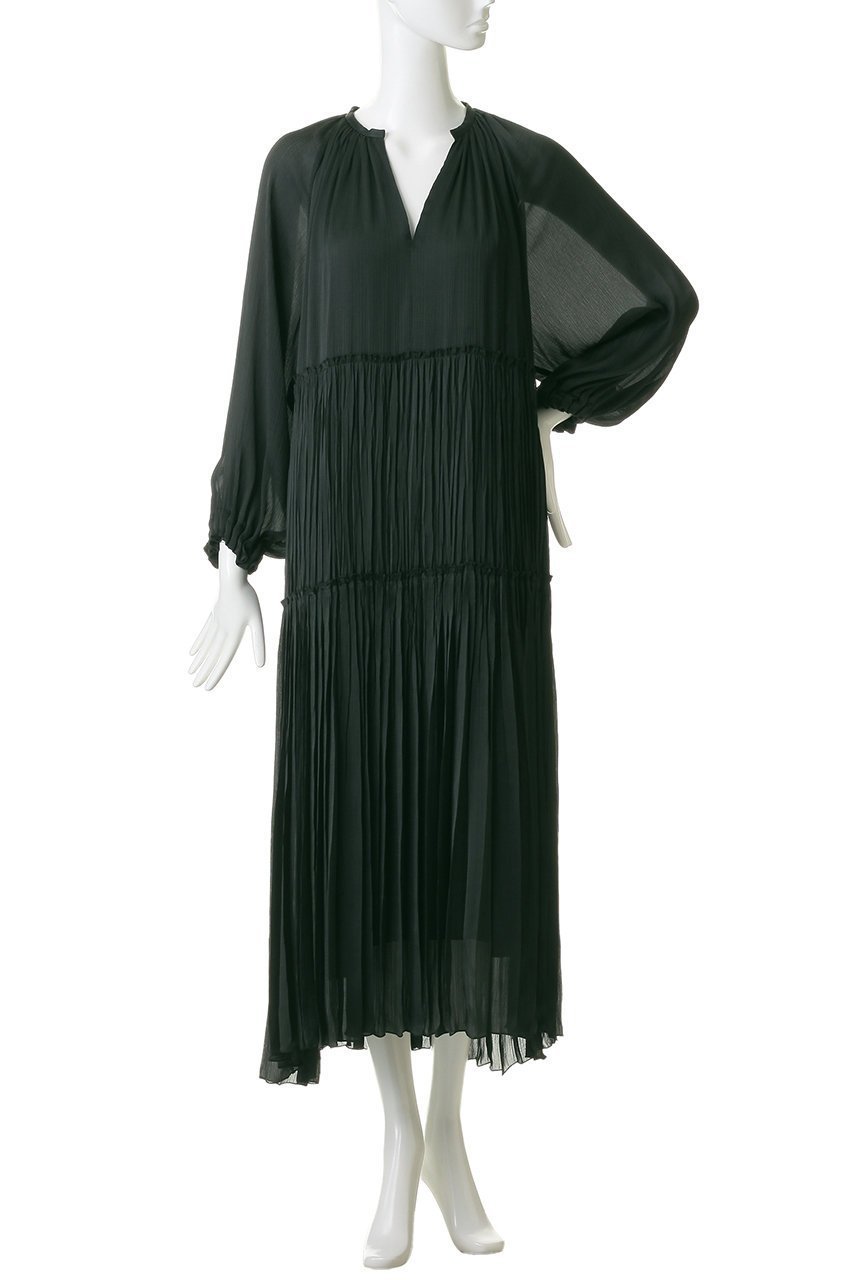 【プルミエ アロンディスモン/1er Arrondissement】のヨーリューサテンプリーツワンピース 人気、トレンドファッション・服の通販 founy(ファニー) 　ファッション　Fashion　レディースファッション　Fashion for Women　ワンピース　Dresses　チュニック　Tunic Tops & Dresses　ギャザー　Gathered, Ruffled　シルク　Silk, 100% Silk　スキッパー　Skipper, Open Collar　チュニック　Tunic, Long Top　ティアード　Tiered, Tiered Style　プリーツ　Pleats, Pleated　ロング　Long, Long-Length　エレガント 上品　Elegant　新作・新入荷　New Arrivals / New In　other-2|ID: prp329100004922961 ipo3291000000036938975