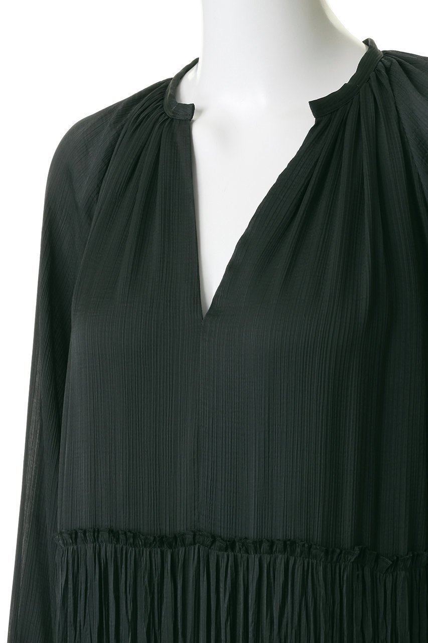 【プルミエ アロンディスモン/1er Arrondissement】のヨーリューサテンプリーツワンピース 人気、トレンドファッション・服の通販 founy(ファニー) 　ファッション　Fashion　レディースファッション　Fashion for Women　ワンピース　Dresses　チュニック　Tunic Tops & Dresses　ギャザー　Gathered, Ruffled　シルク　Silk, 100% Silk　スキッパー　Skipper, Open Collar　チュニック　Tunic, Long Top　ティアード　Tiered, Tiered Style　プリーツ　Pleats, Pleated　ロング　Long, Long-Length　エレガント 上品　Elegant　新作・新入荷　New Arrivals / New In　other-5|ID: prp329100004922961 ipo3291000000036938981