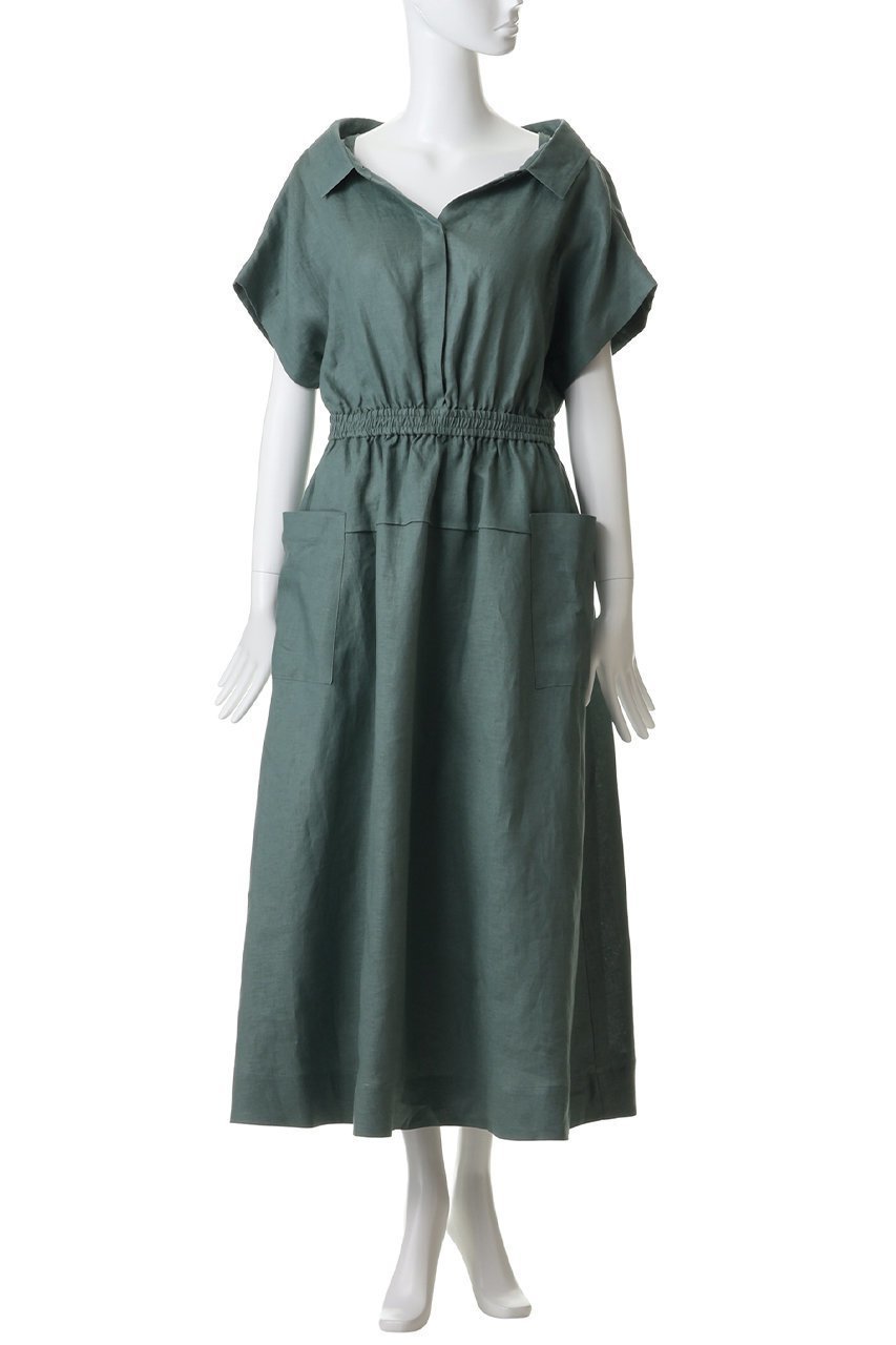 【エブール/ebure】のボタニカルリネン シャツワンピース 人気、トレンドファッション・服の通販 founy(ファニー) 　ファッション　Fashion　レディースファッション　Fashion for Women　ワンピース　Dresses　シャツワンピース / 1枚で着映えコーデ　Shirt Dresses　チュニック　Tunic Tops & Dresses　チュニック　Tunic, Long Top　パッチ　Patch, Appliqué　ポケット　Pocket, Pocket Detail　ラップ　Wrap, Wrap Design　リネン　Linen, Linen Fabric　ロング　Long, Long-Length　エレガント 上品　Elegant　再入荷　Restock / Back in Stock　夏　Summer　other-2|ID: prp329100004922977 ipo3291000000036939106