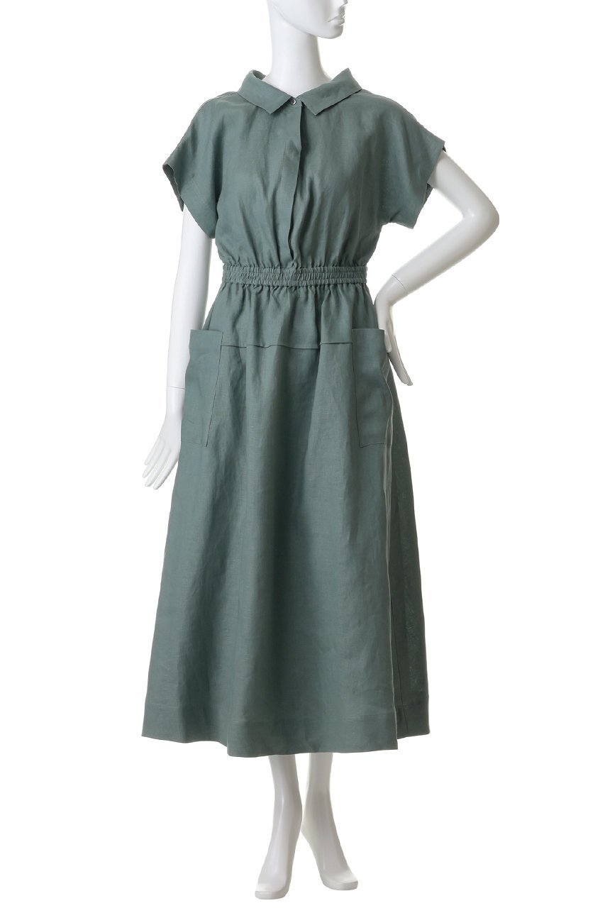 【エブール/ebure】のボタニカルリネン シャツワンピース 人気、トレンドファッション・服の通販 founy(ファニー) 　ファッション　Fashion　レディースファッション　Fashion for Women　ワンピース　Dresses　シャツワンピース / 1枚で着映えコーデ　Shirt Dresses　チュニック　Tunic Tops & Dresses　チュニック　Tunic, Long Top　パッチ　Patch, Appliqué　ポケット　Pocket, Pocket Detail　ラップ　Wrap, Wrap Design　リネン　Linen, Linen Fabric　ロング　Long, Long-Length　エレガント 上品　Elegant　再入荷　Restock / Back in Stock　夏　Summer　other-7|ID: prp329100004922977 ipo3291000000036939116